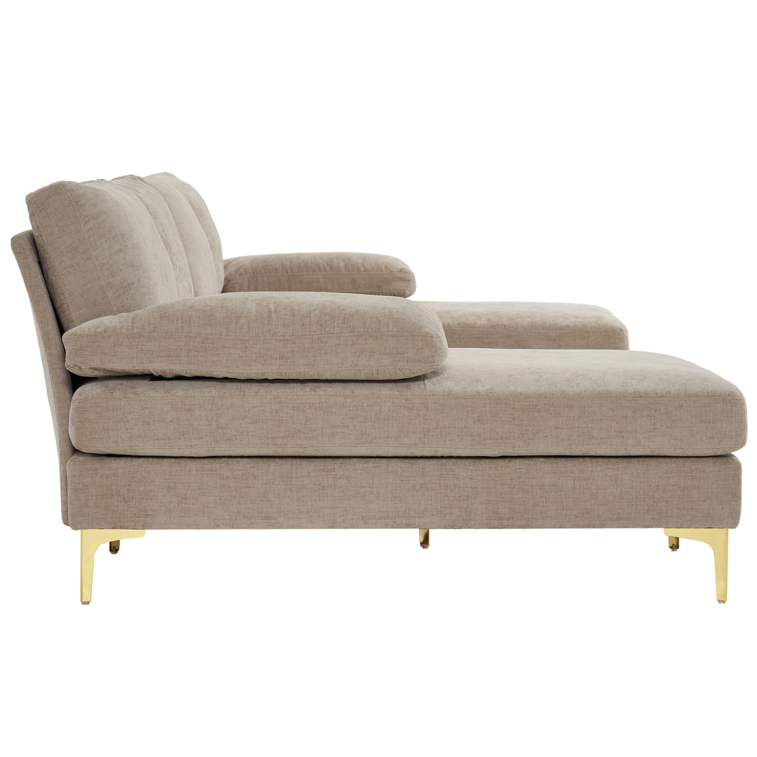 Karl Home 110 in. U-shaped Chenille Sectionals in Kakhi