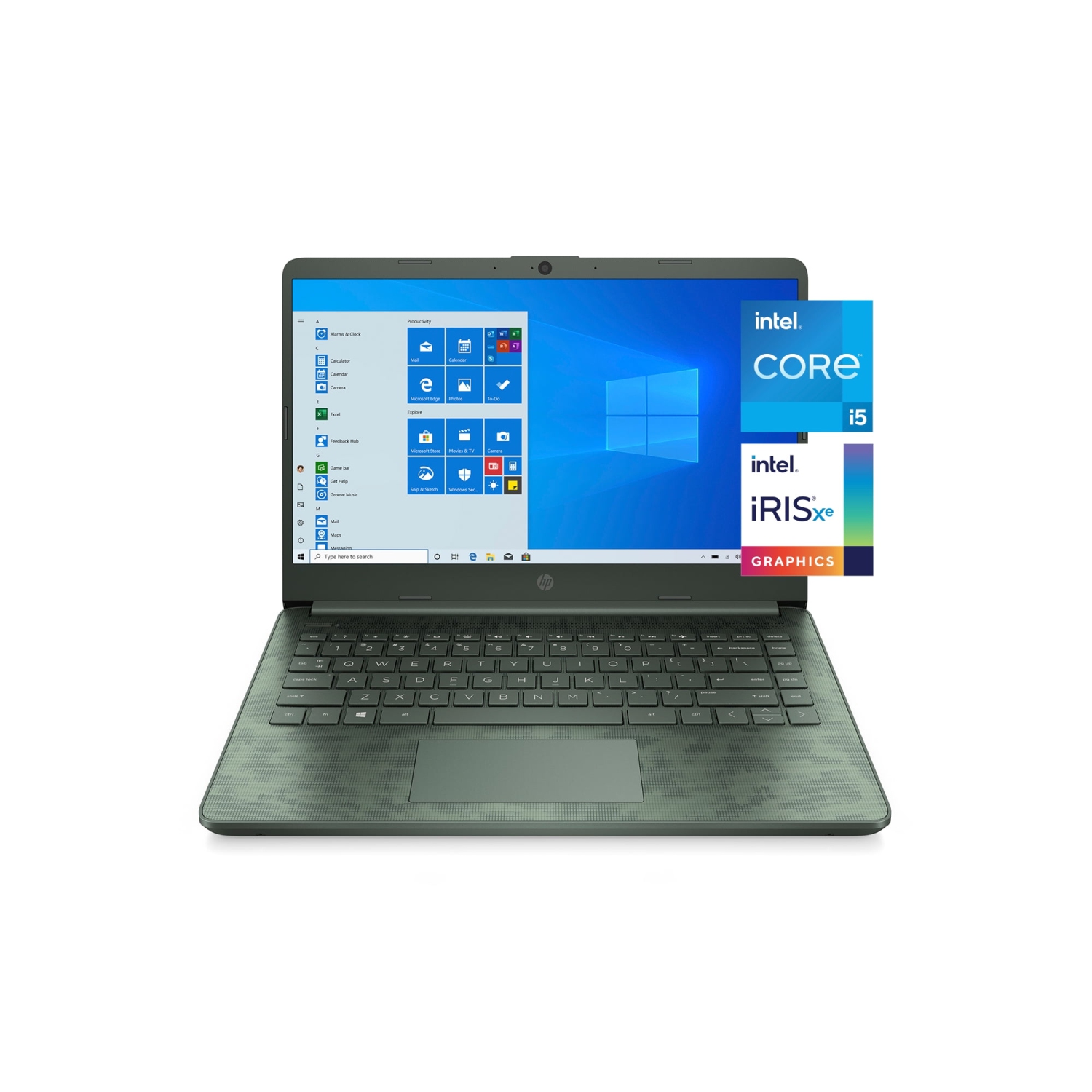 Portable HD 14 de HP (Core i5-1135G7 d'Intel, mémoire vive 8&nbsp;Go, SSD d'256&nbsp;Go, Windows 10 ou 11 Famille) - Vert (14-dq2088wm) - Remis à neuf