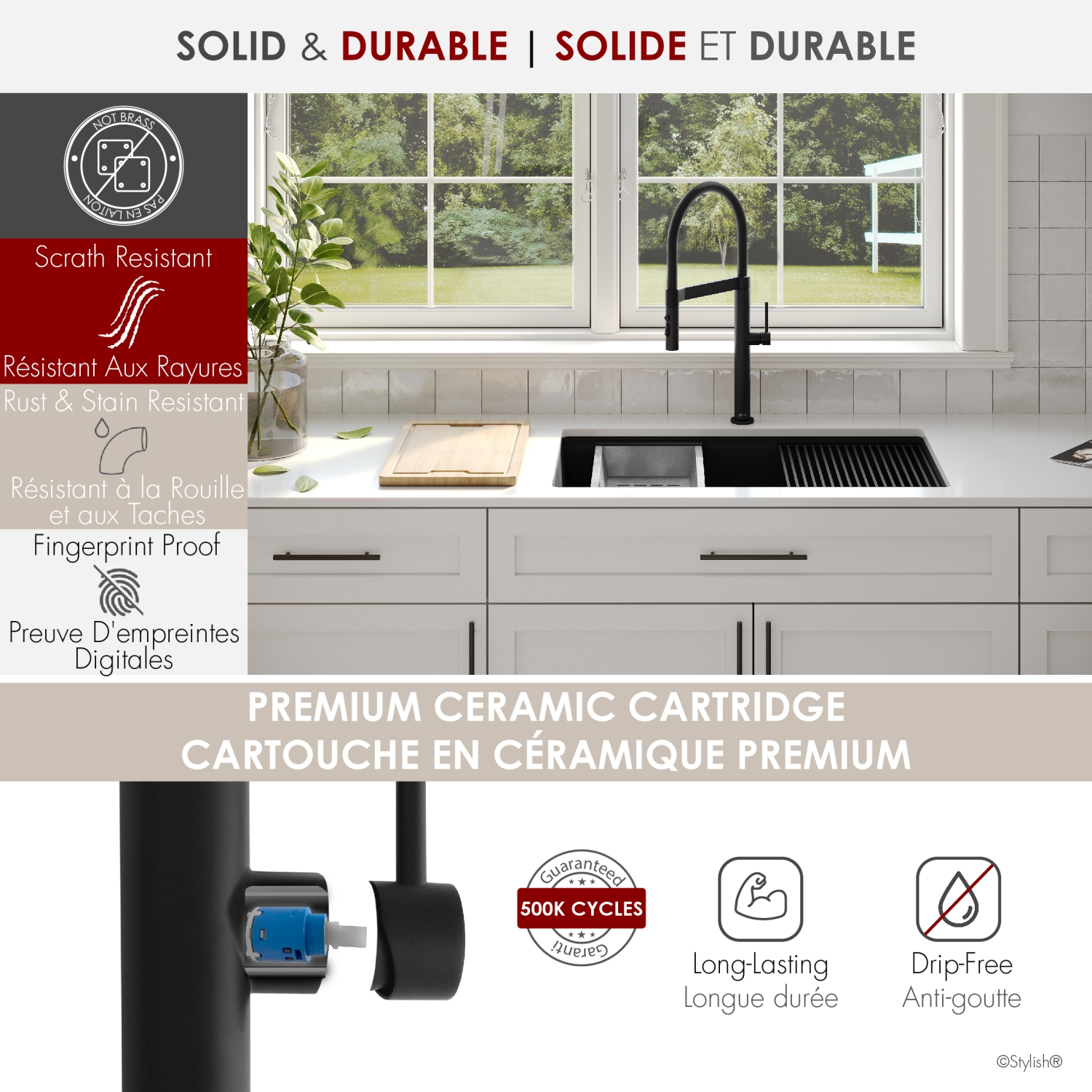 Single Handle Matte Black Pull Out Three Modes Kitchen Faucet K-140N