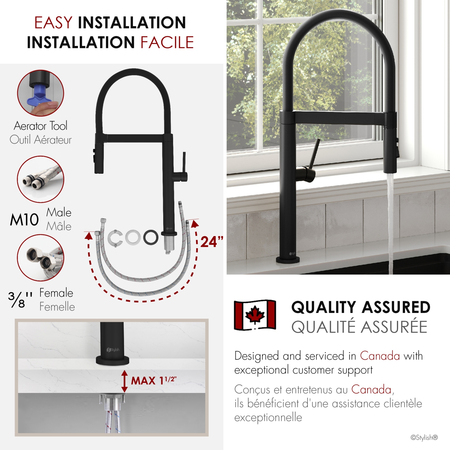 Single Handle Matte Black Pull Out Three Modes Kitchen Faucet K-140N