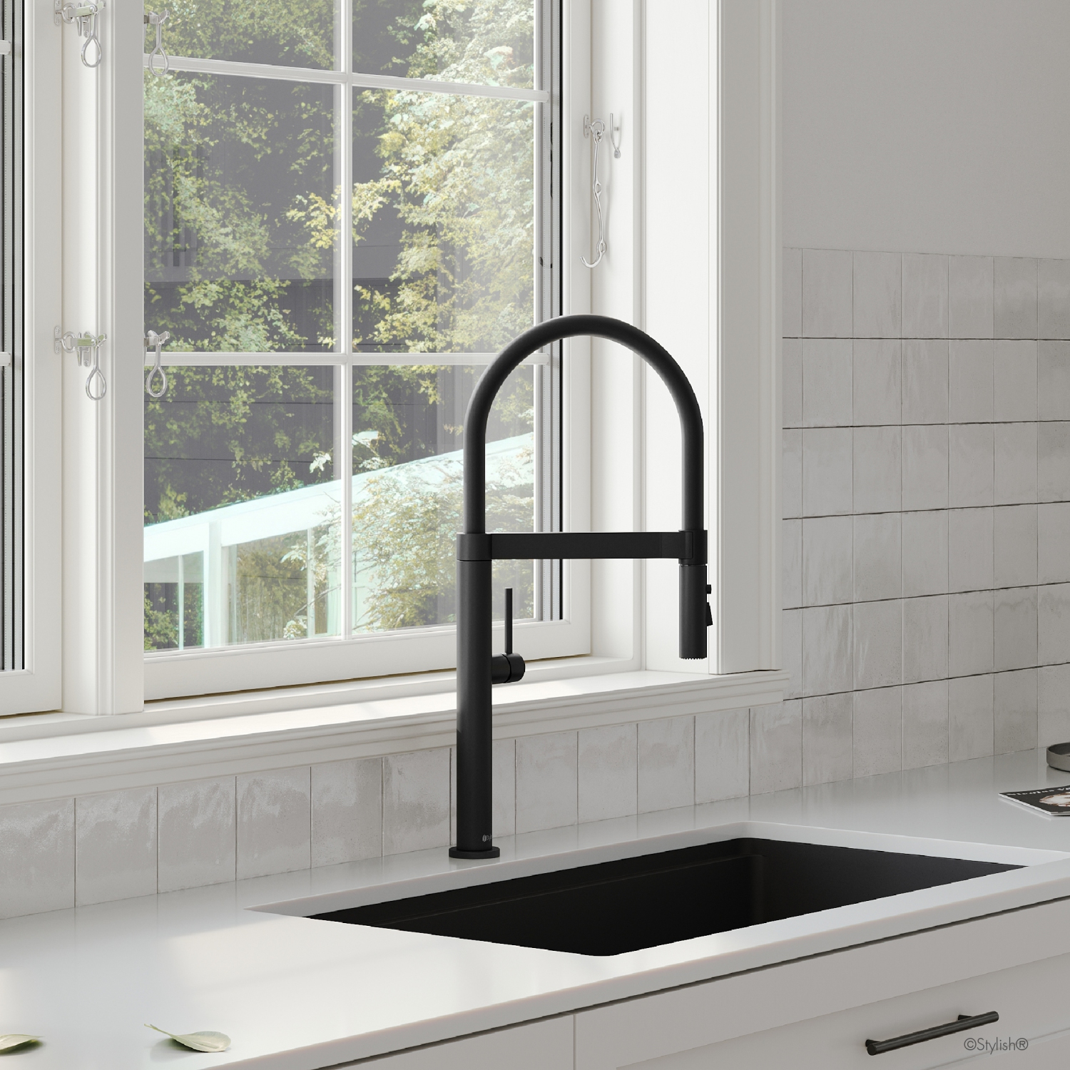 Single Handle Matte Black Pull Out Three Modes Kitchen Faucet K-140N