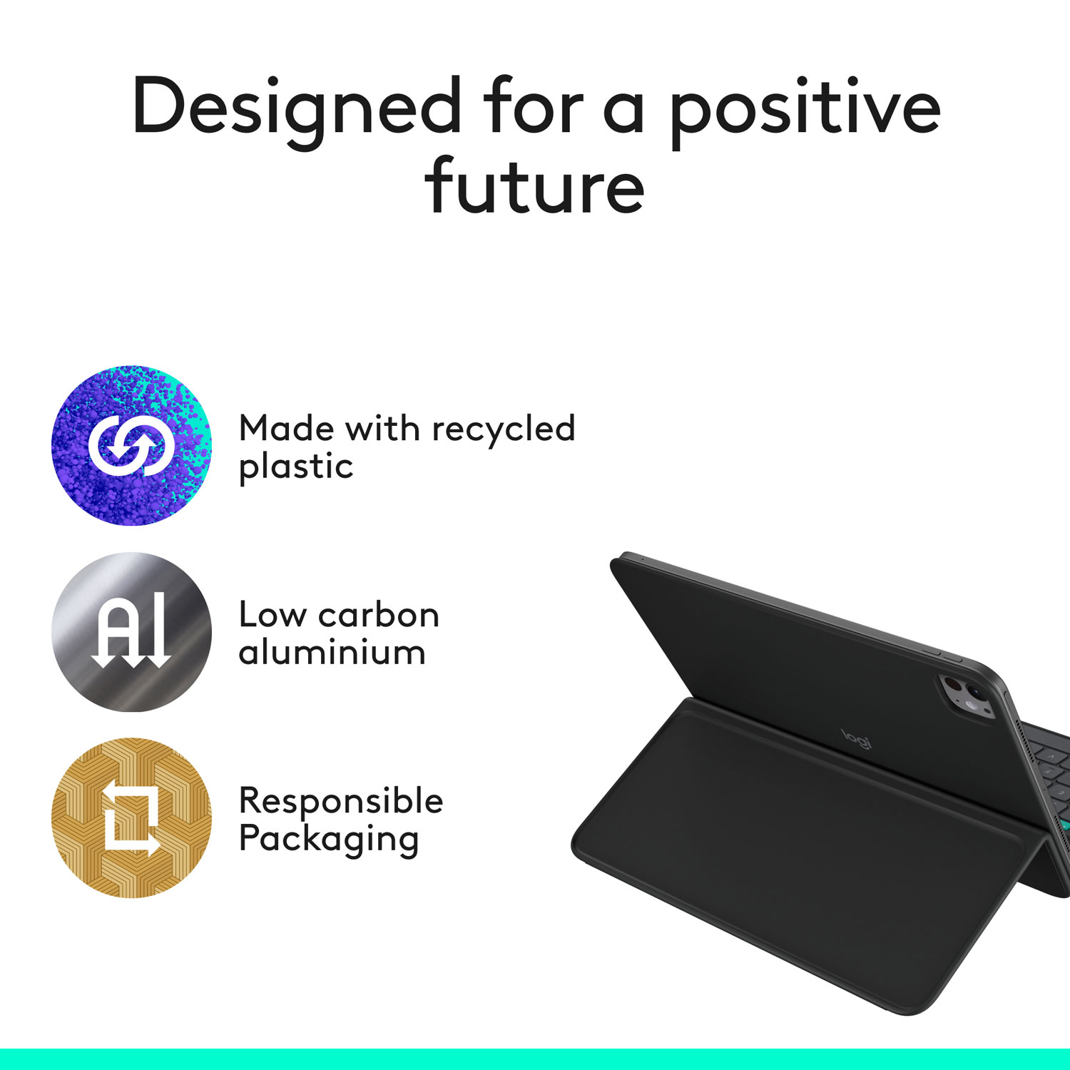 Logitech Flip Folio Keyboard Case for iPad Pro 11"/Air 11" (M2/M3)/iPad Air (5th Gen) - Graphite