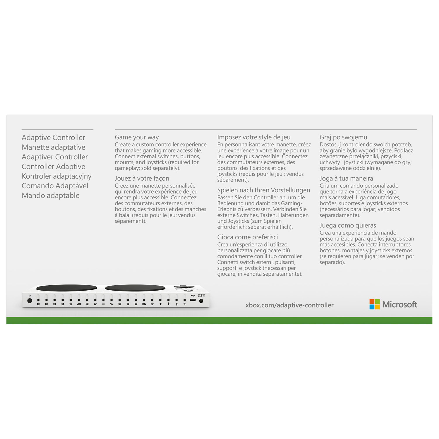 Manette avec fil adaptative de Xbox pour Xbox Series X|S / Xbox One / Windows