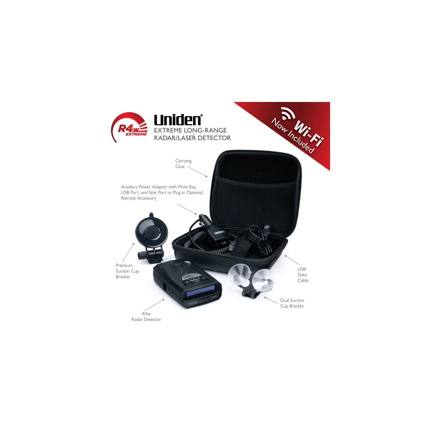 Uniden R4W Radar Detector – Long Range Laser Detection, GPS with Auto Mute Memory, OLED Display, Voice Alerts & Advanced False Alert Filtering – Grey