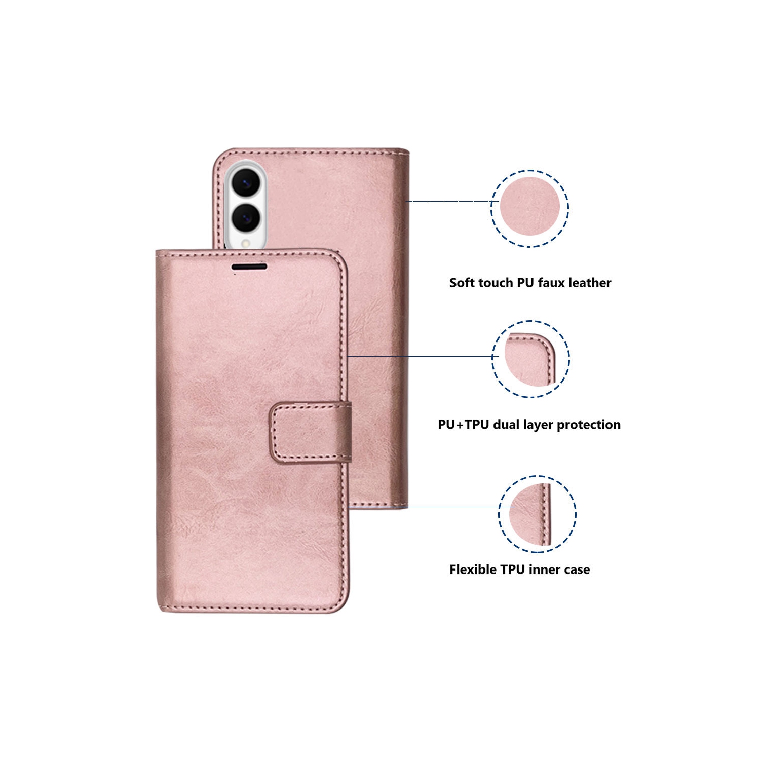 XCRS – Étui portefeuille à rabat en cuir PU avec fente pour carte, étui folio avec cordon pour Samsung Galaxy S25 Edge 2025