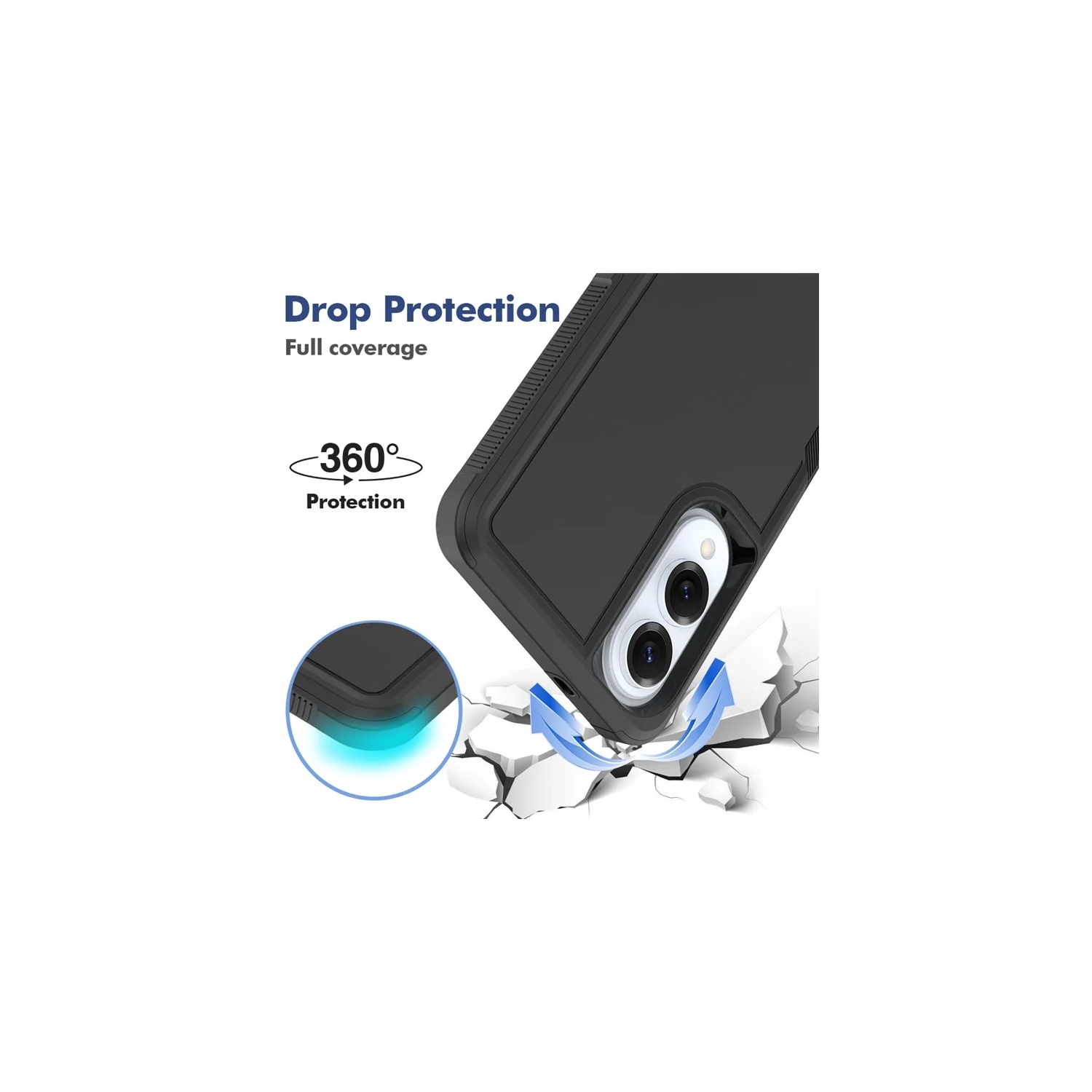 [CS] Dual Layers Heavy Duty Rubber Armor Bumper Hard Case Cover for Samsung Galaxy S25 Edge, Midnight Green