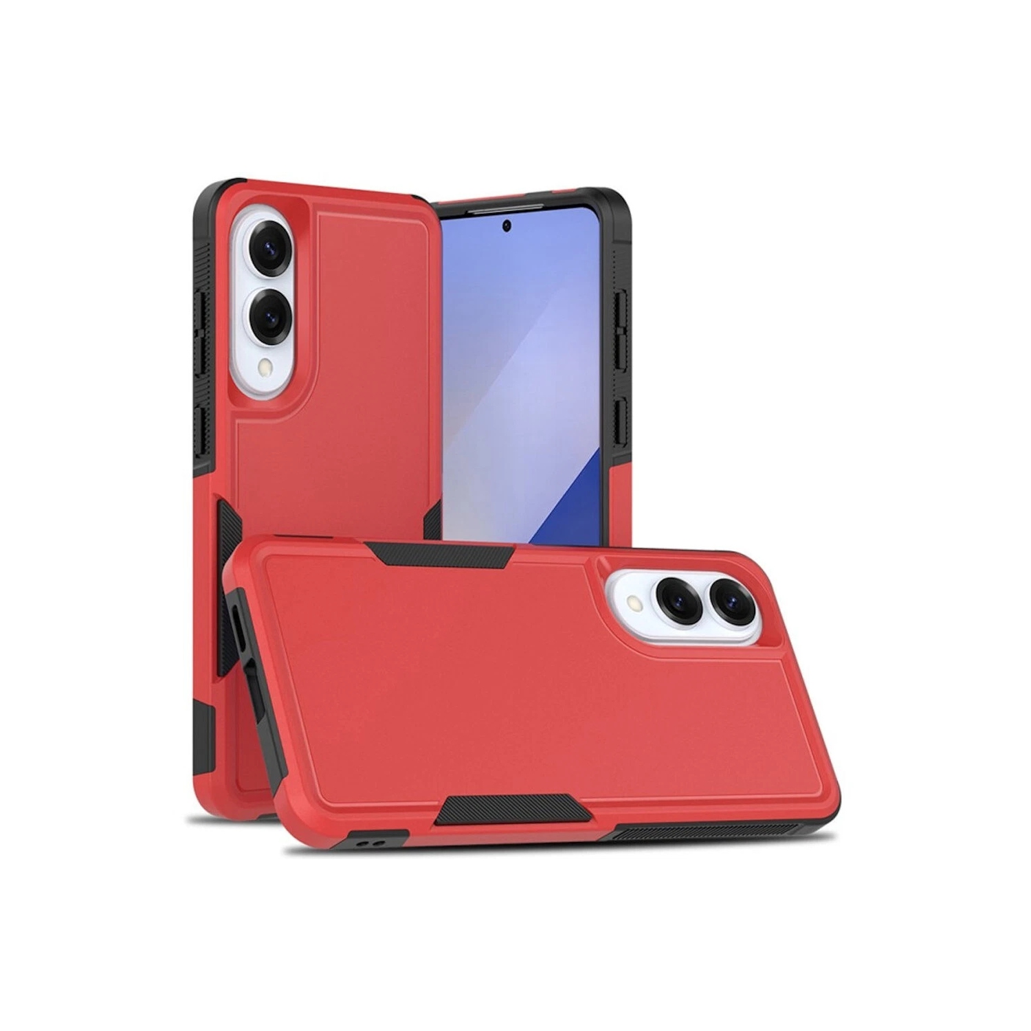 [CS] Étui rigide double couche robuste en caoutchouc avec pare-chocs pour Samsung Galaxy S25 Edge, rouge