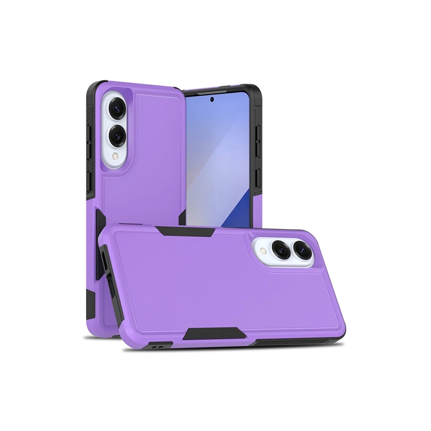 [CS] Étui rigide double couche robuste en caoutchouc avec pare-chocs pour Samsung Galaxy S25 Edge, violet