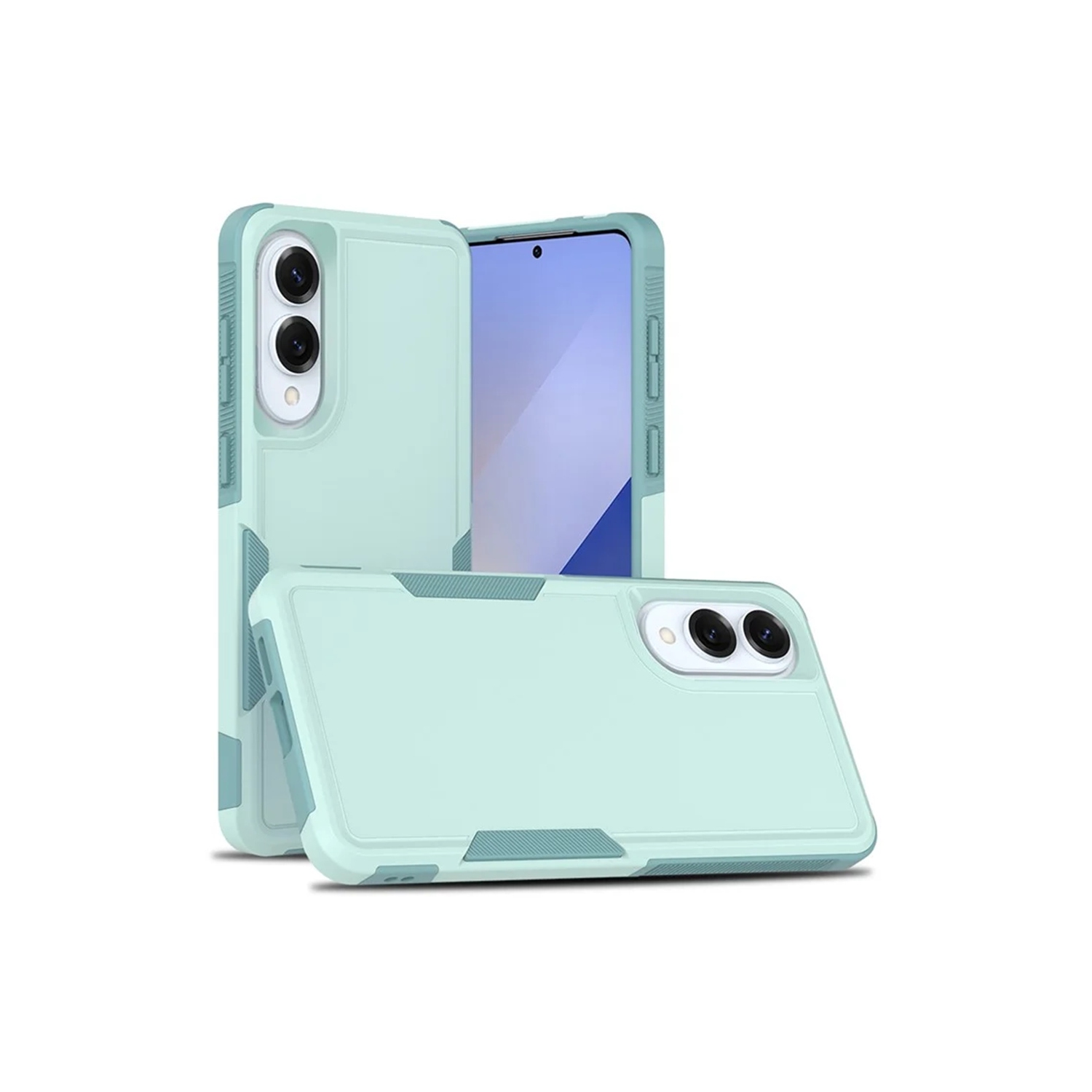 [CS] Étui rigide double couche robuste en caoutchouc avec pare-chocs pour Samsung Galaxy S25 Edge, sarcelle