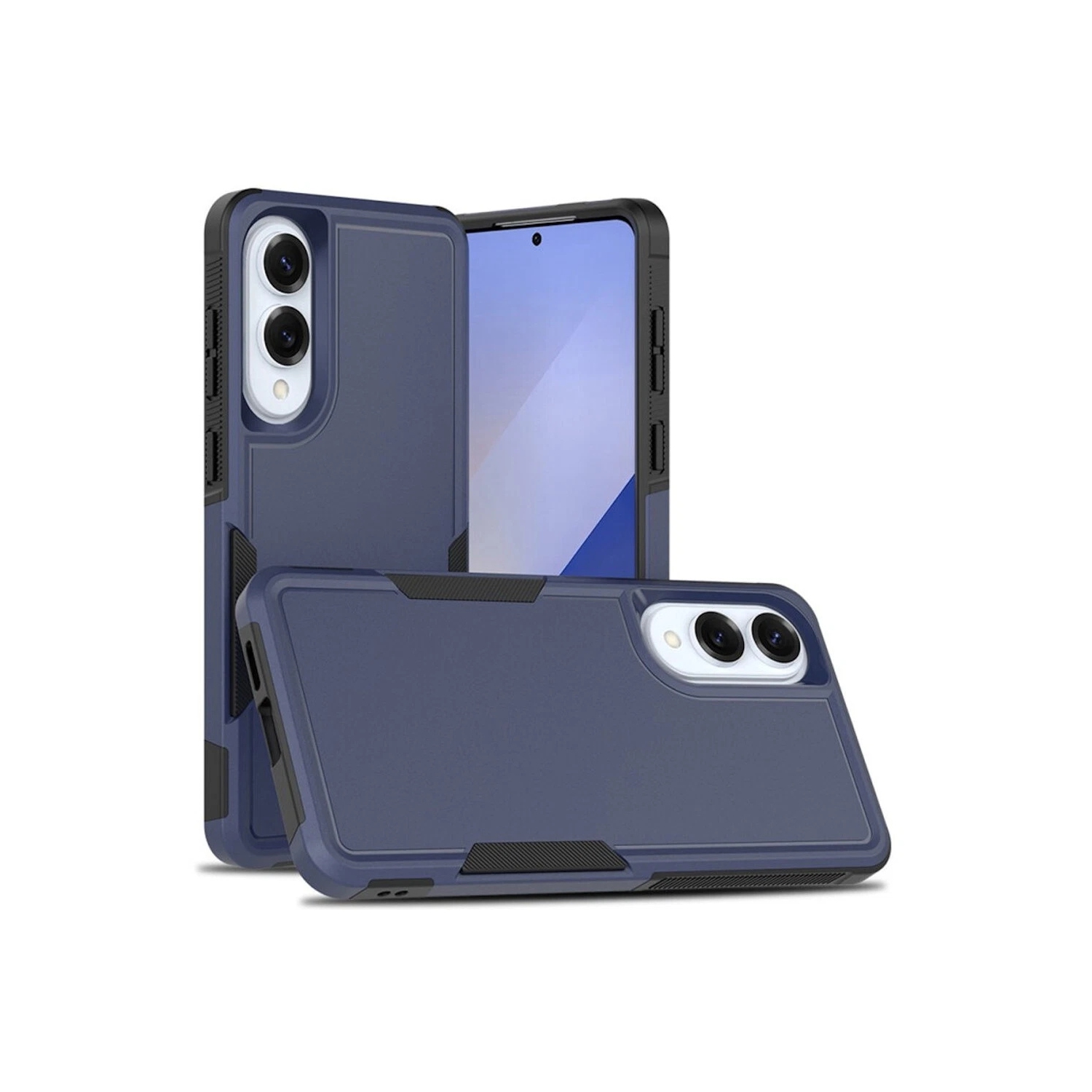 [CS] Étui rigide double couche robuste en caoutchouc avec pare-chocs pour Samsung Galaxy S25 Edge, bleu marine