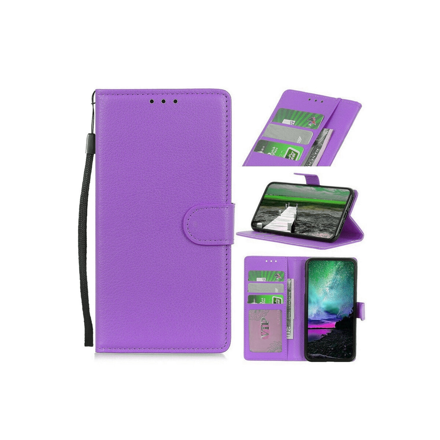 [CS] Étui-portefeuille portefeuille à rabat magnétique en cuir pour Samsung Galaxy S25 Edge, violet