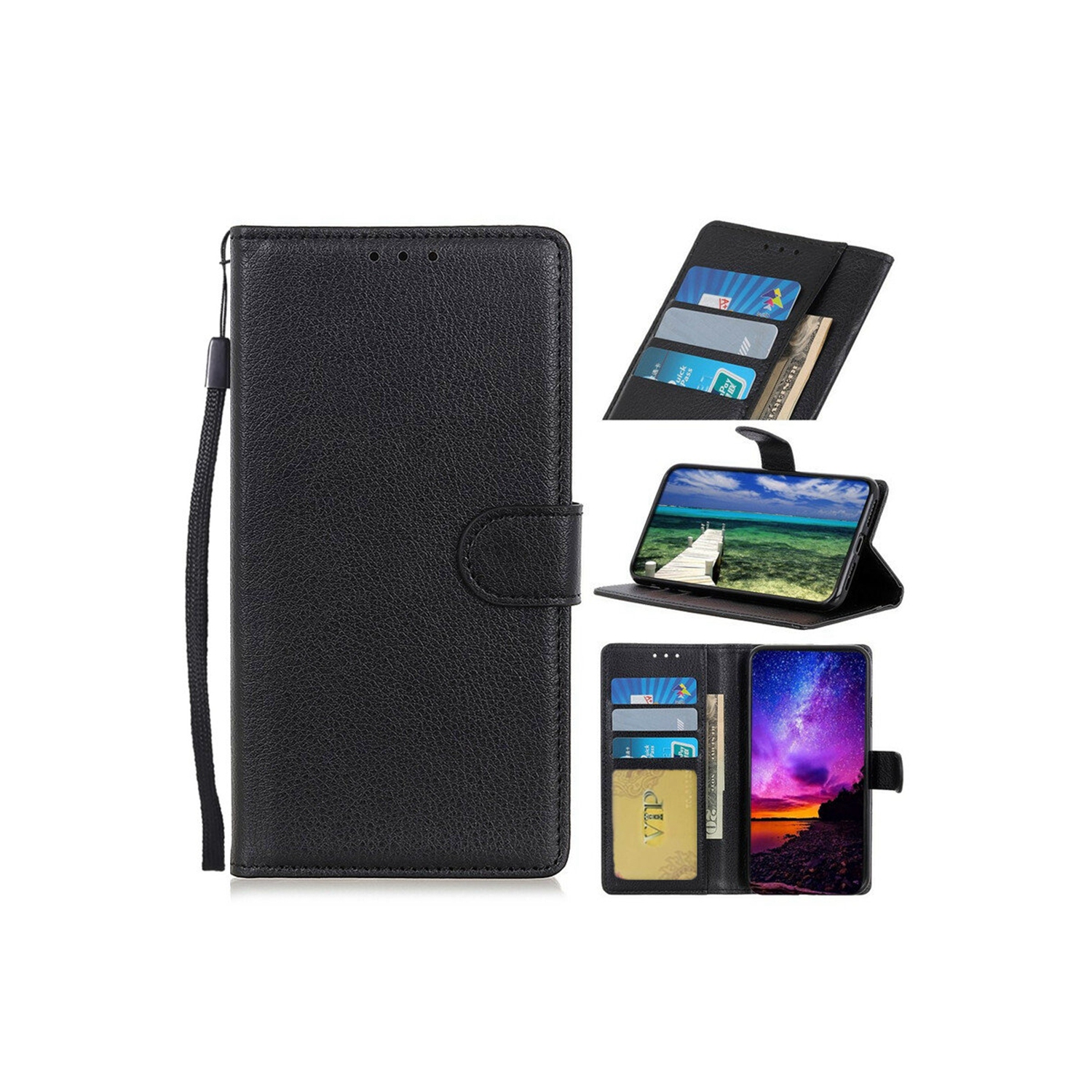 [CS] Étui-portefeuille portefeuille à rabat magnétique en cuir pour Samsung Galaxy S25 Edge, noir