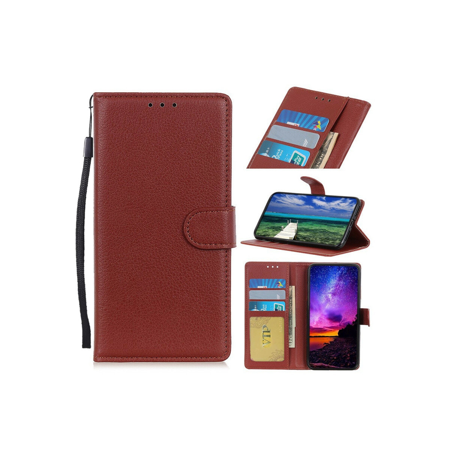 [CS] Étui-portefeuille portefeuille à rabat magnétique en cuir pour Samsung Galaxy S25 Edge, brun