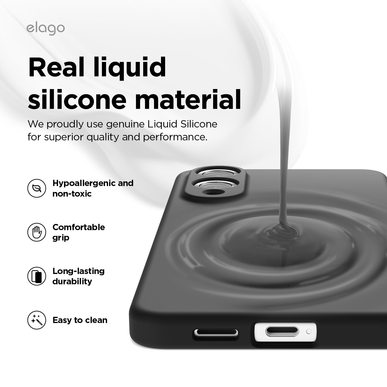 elago Magnetic Silicone Case Compatible with Samsung Galaxy S25 Edge, Slim Fit, Shockproof, Back Camera Protection, Wireless Charging Support,