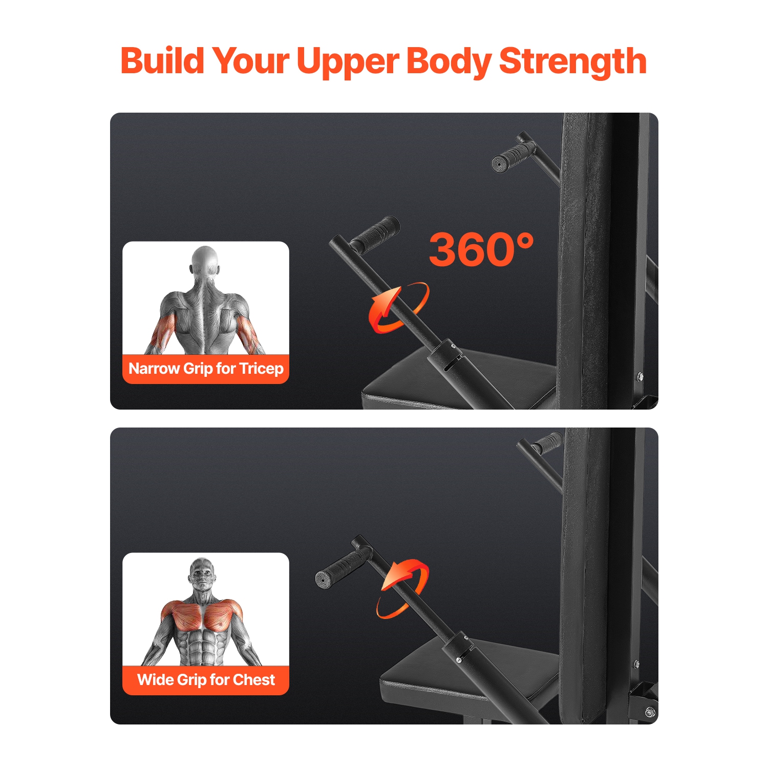 VEVOR 450LBS Load Seated Dip Machine, Tricep Bicep Press Down Machine with Cable Bar, Adjustable Seat, and Backrest, Exercise Equipment for Chest