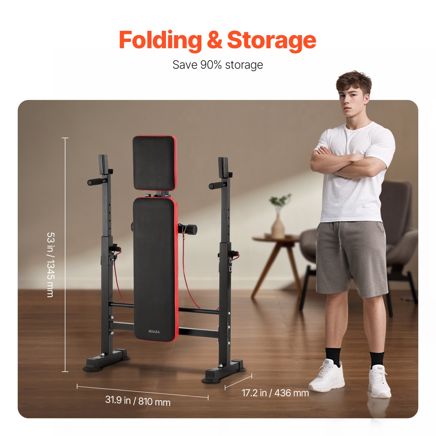 Ensemble de banc d'exercice 6-en-1 de VEVOR, banc d'exercice ajustable de 600&nbsp;lb, banc d'exercice assis pour entraînement musculaire à la