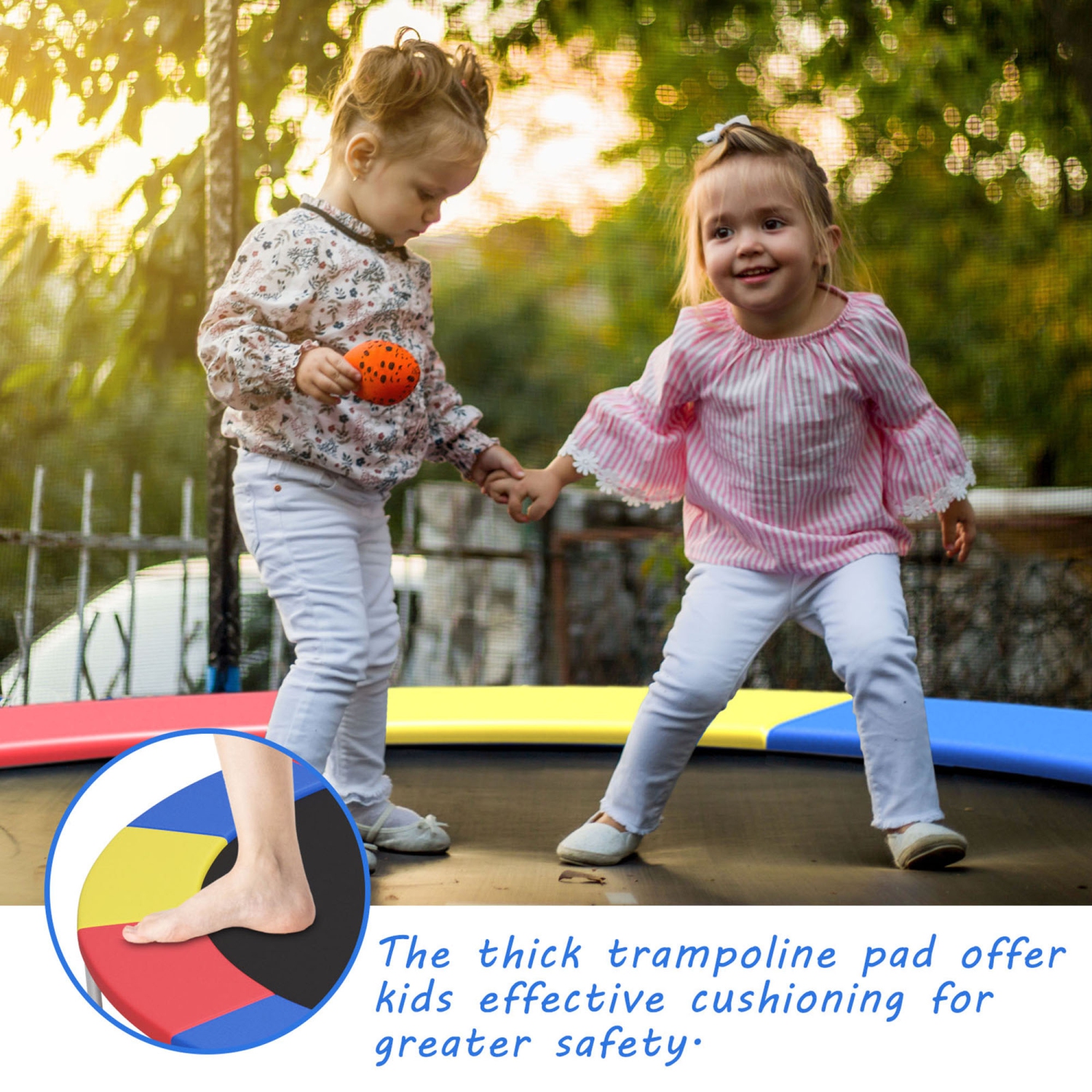 Gymax 8FT Trampoline Replacement Safety Pad Universal Trampoline Cover Multi-color