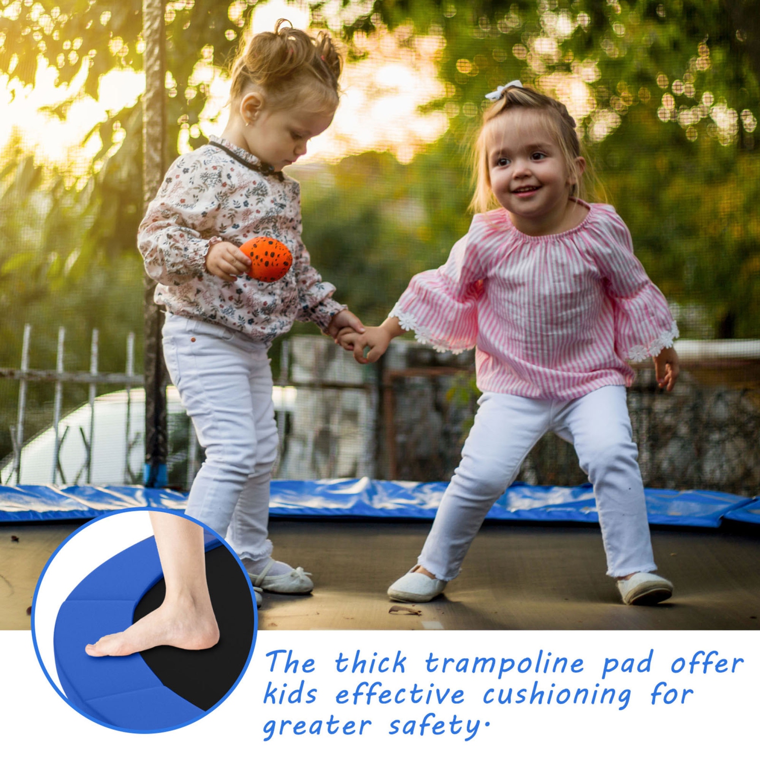 Gymax 12FT Trampoline Replacement Safety Pad Universal Trampoline Cover Blue