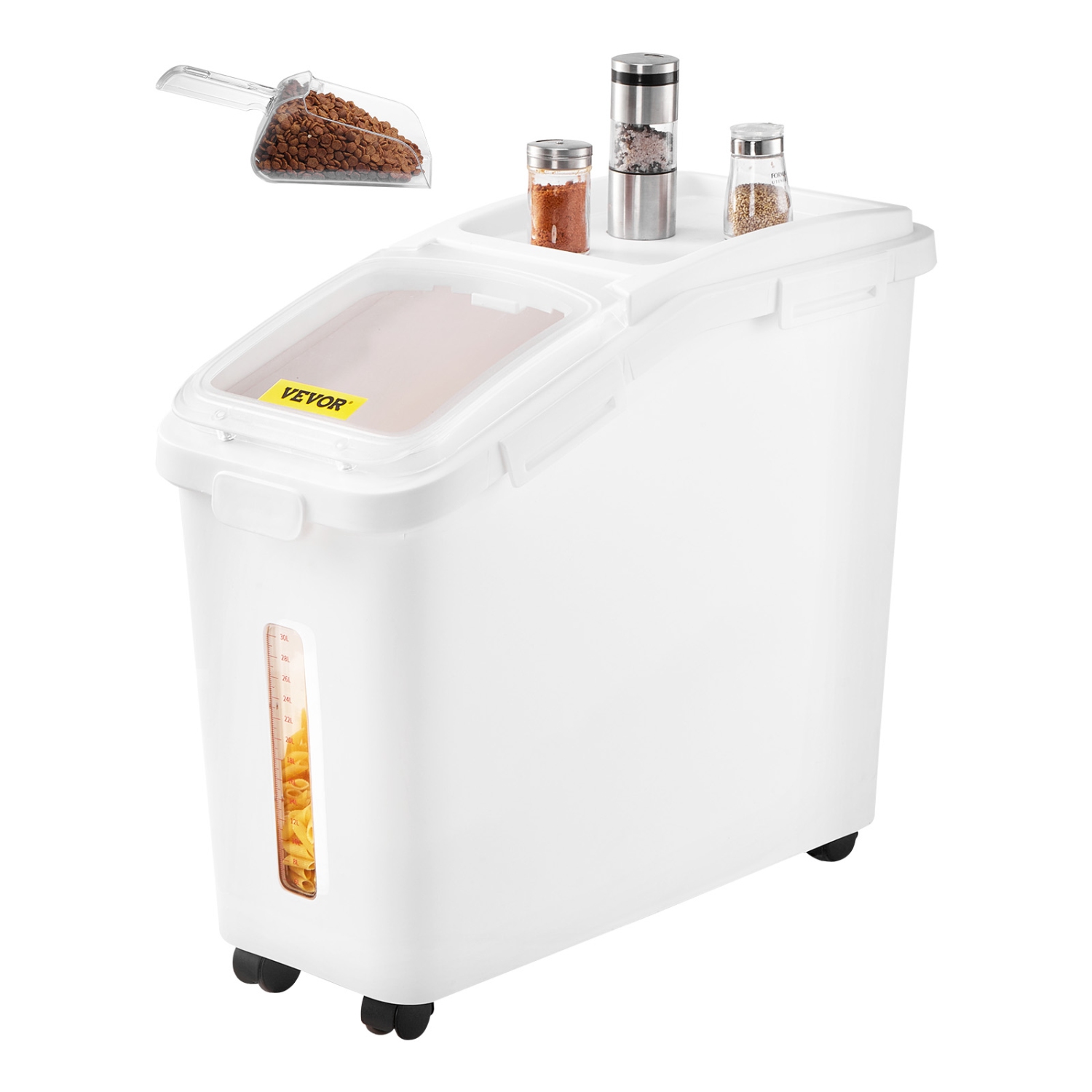 VEVOR 11.4Gallon/50L Rice Storage Container, Large Dog Food Dispenser Bin, Kitchen Ingredient Grain Cereal Flour Bin, Pet food Containers with