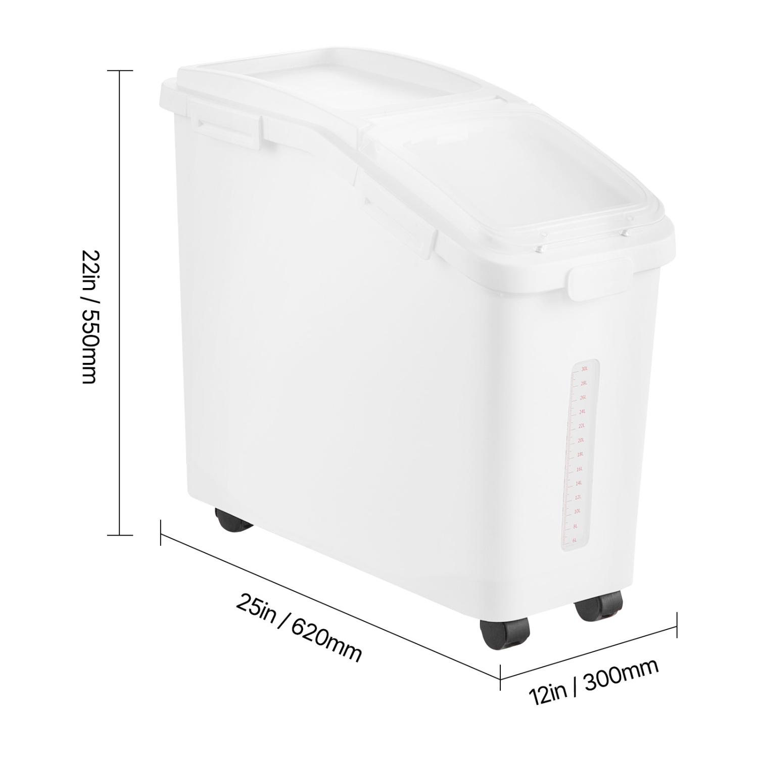 VEVOR 11.4Gallon/50L Rice Storage Container, Large Dog Food Dispenser Bin, Kitchen Ingredient Grain Cereal Flour Bin, Pet food Containers with