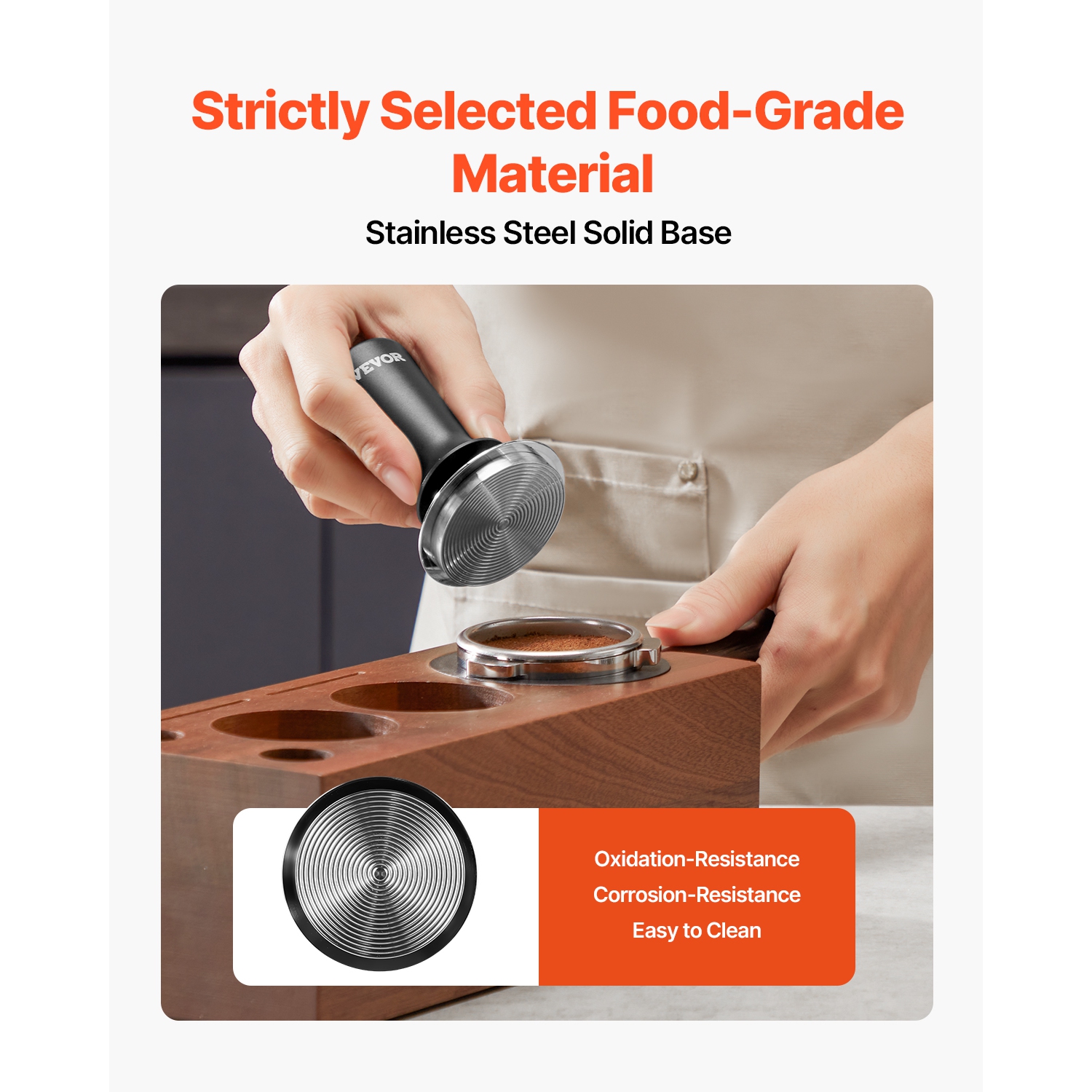 Pilon à espresso VEVOR 51&nbsp;mm, pilon à café à ressort, poussoir à espresso 30&nbsp;lb, poussoir en acier inoxydable à prise antidérapante