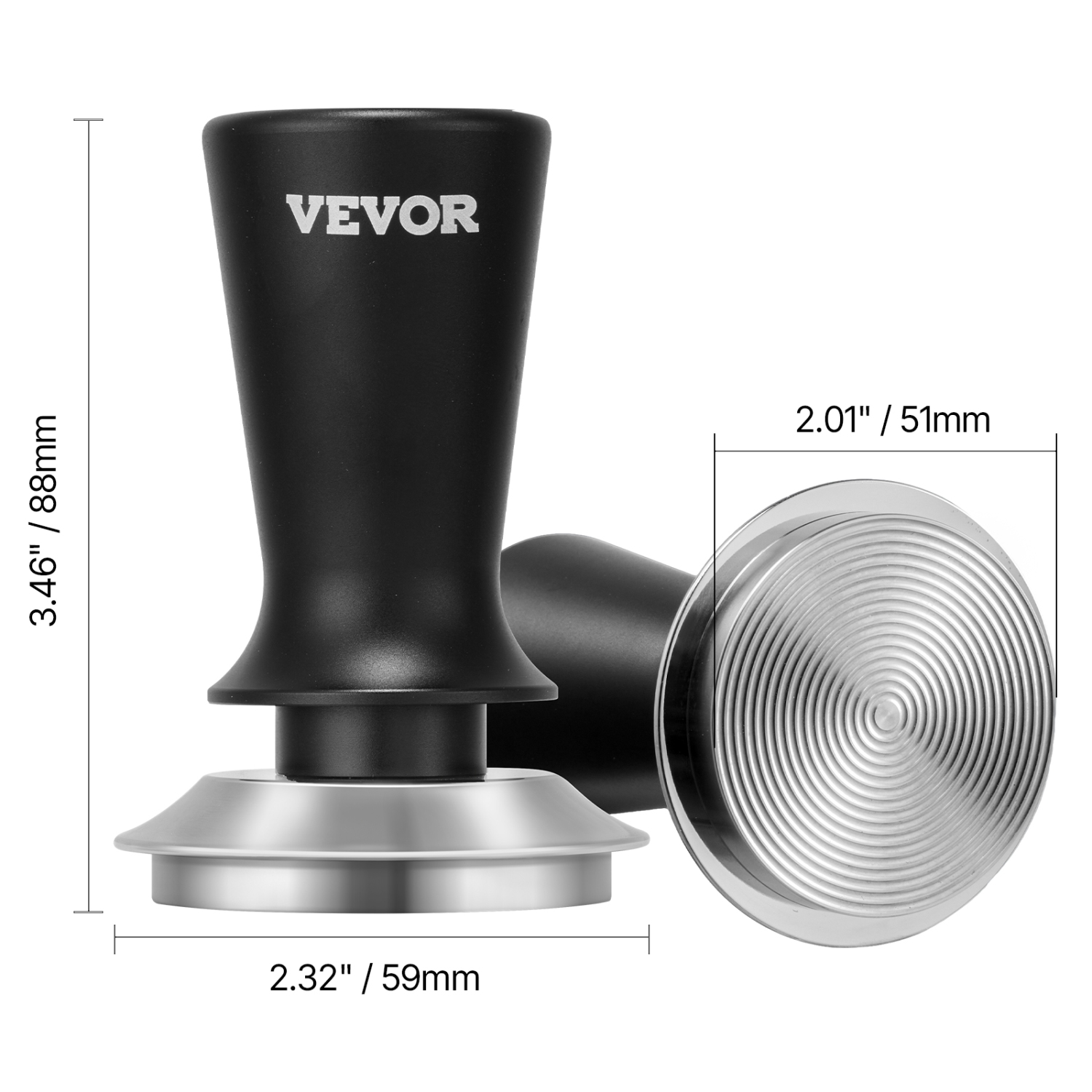 Pilon à espresso VEVOR 51&nbsp;mm, pilon à café à ressort, poussoir à espresso 30&nbsp;lb, poussoir en acier inoxydable à prise antidérapante