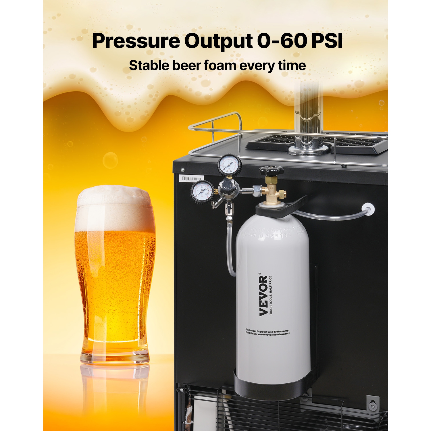 VEVOR CO2 Tank, 10 lbs New Aluminum Alloy Cylinder, CO2 Air Tank with Light Spray Coating, CGA320 Valve,Handle & Adjustable Pressure,DOT Approved