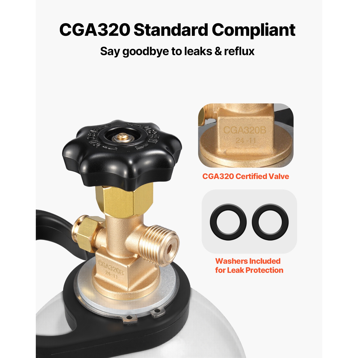 VEVOR CO2 Tank, 10 lbs New Aluminum Alloy Cylinder, CO2 Air Tank with Light Spray Coating, CGA320 Valve,Handle & Adjustable Pressure,DOT Approved