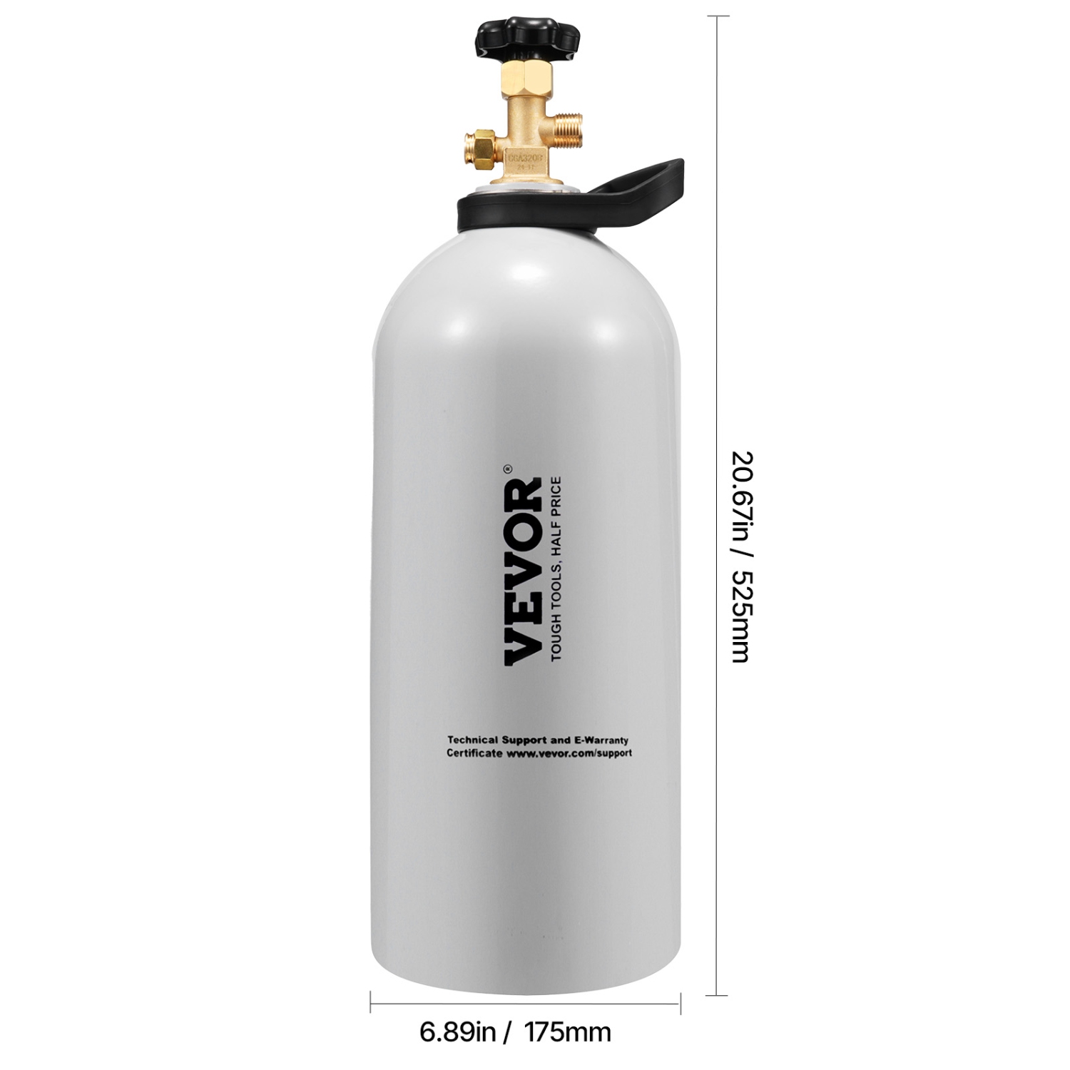 VEVOR CO2 Tank, 10 lbs New Aluminum Alloy Cylinder, CO2 Air Tank with Light Spray Coating, CGA320 Valve,Handle & Adjustable Pressure,DOT Approved