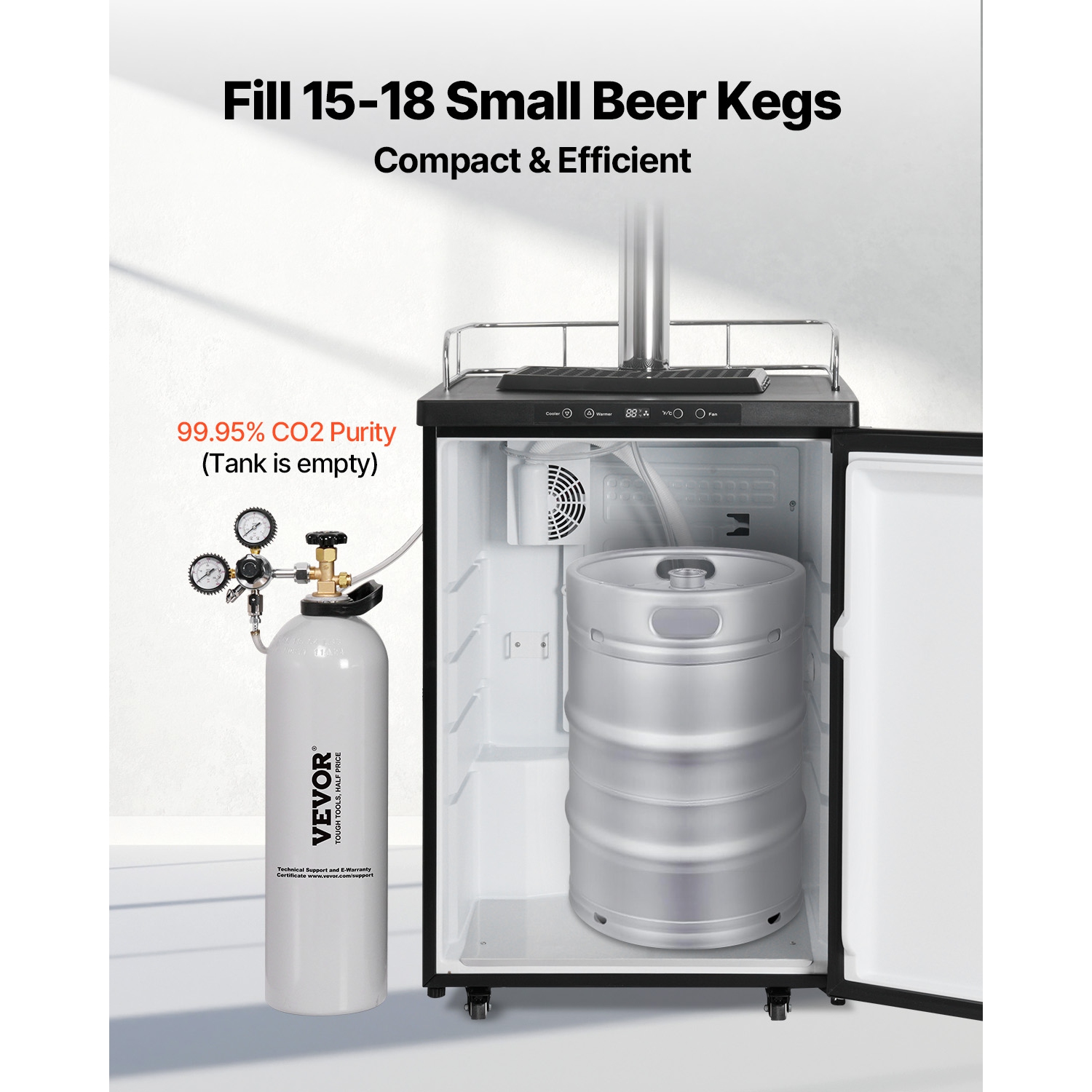 VEVOR CO2 Tank, 15 lbs New Aluminum Alloy Cylinder,CO2 Air Tank with Light Spray Coating, CGA320 Valve, Handle & Adjustable Pressure,DOT Approved