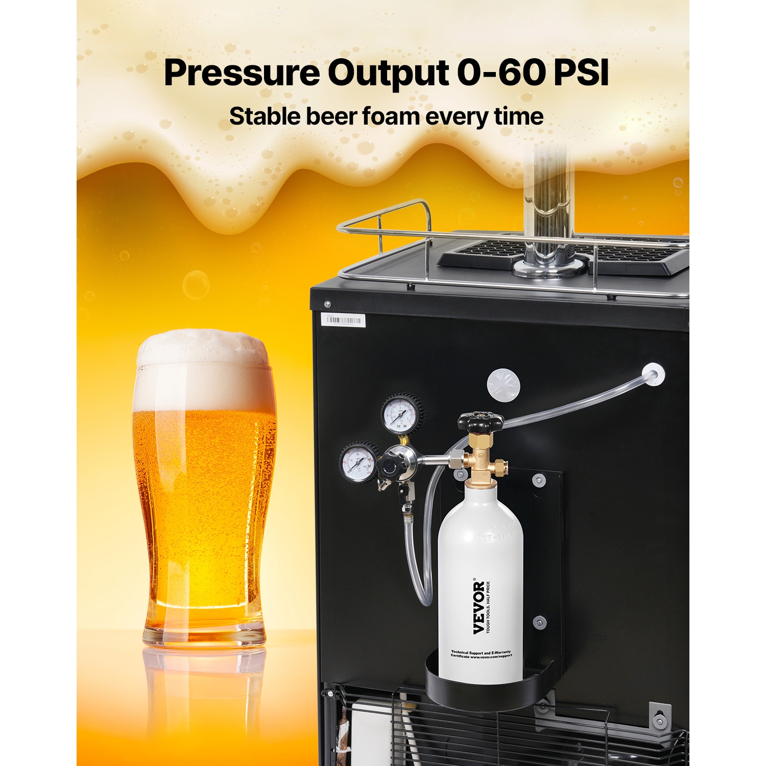 VEVOR CO2 Tank, 2.5 lbs New Aluminum Alloy Cylinder, CO2 Air Tank with Light Gray Spray Coating, CGA320 Valve & Adjustable Pressure, DOT Approved