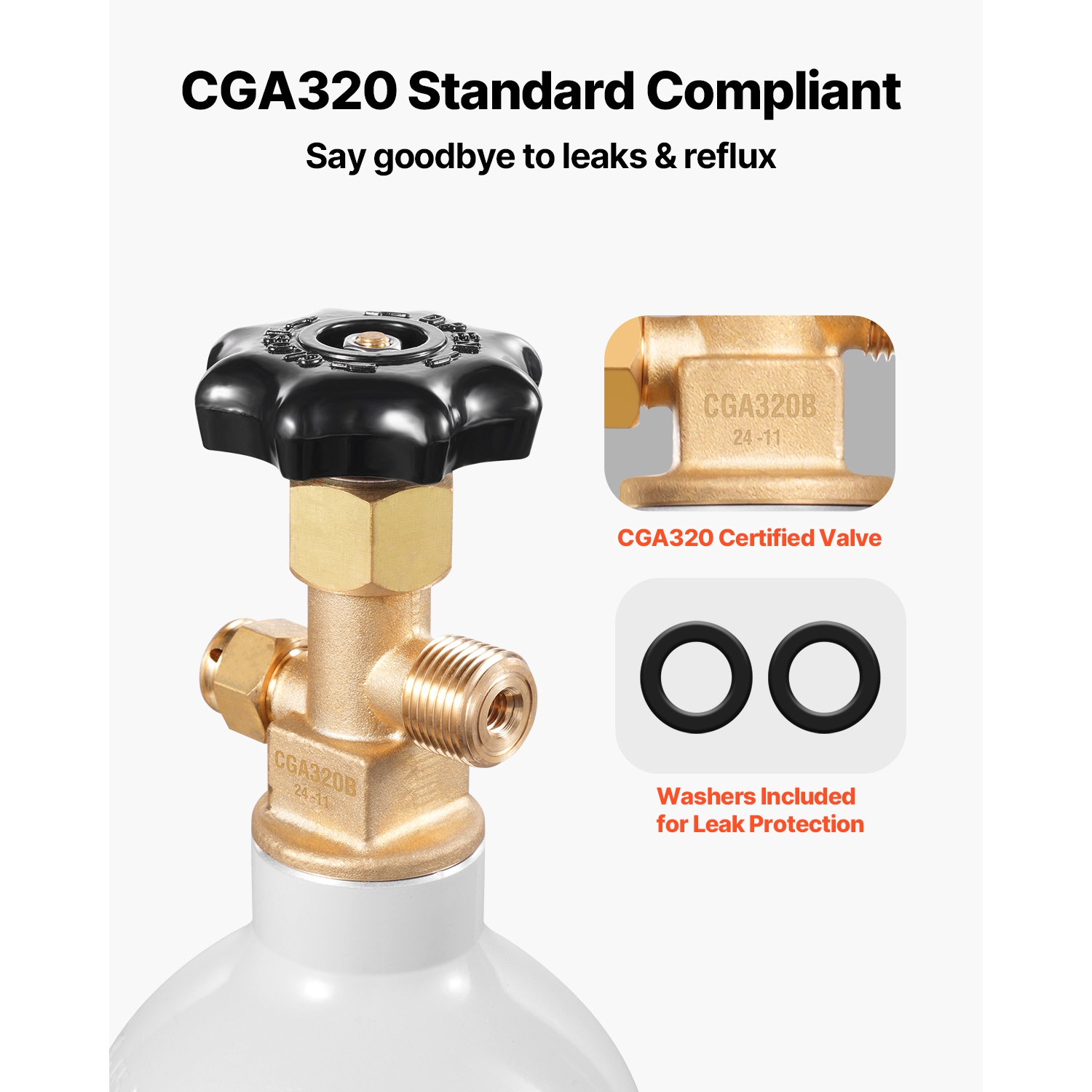 VEVOR CO2 Tank, 2.5 lbs New Aluminum Alloy Cylinder, CO2 Air Tank with Light Gray Spray Coating, CGA320 Valve & Adjustable Pressure, DOT Approved