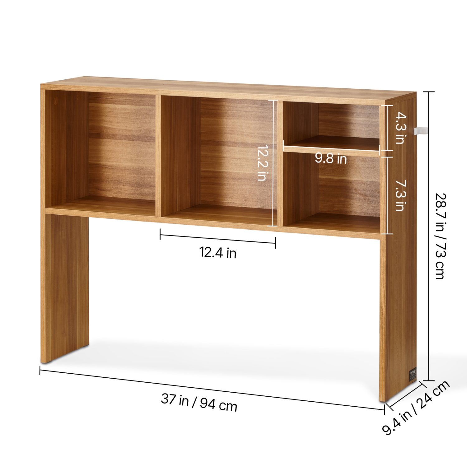 VEVOR 37" x 9.4" x 28.7" Desktop Bookshelf, 1-Tier Wood Desktop Storage Organizer, Office Storage Rack Wood Display Shelf, Desktop Bookshelf Hutch