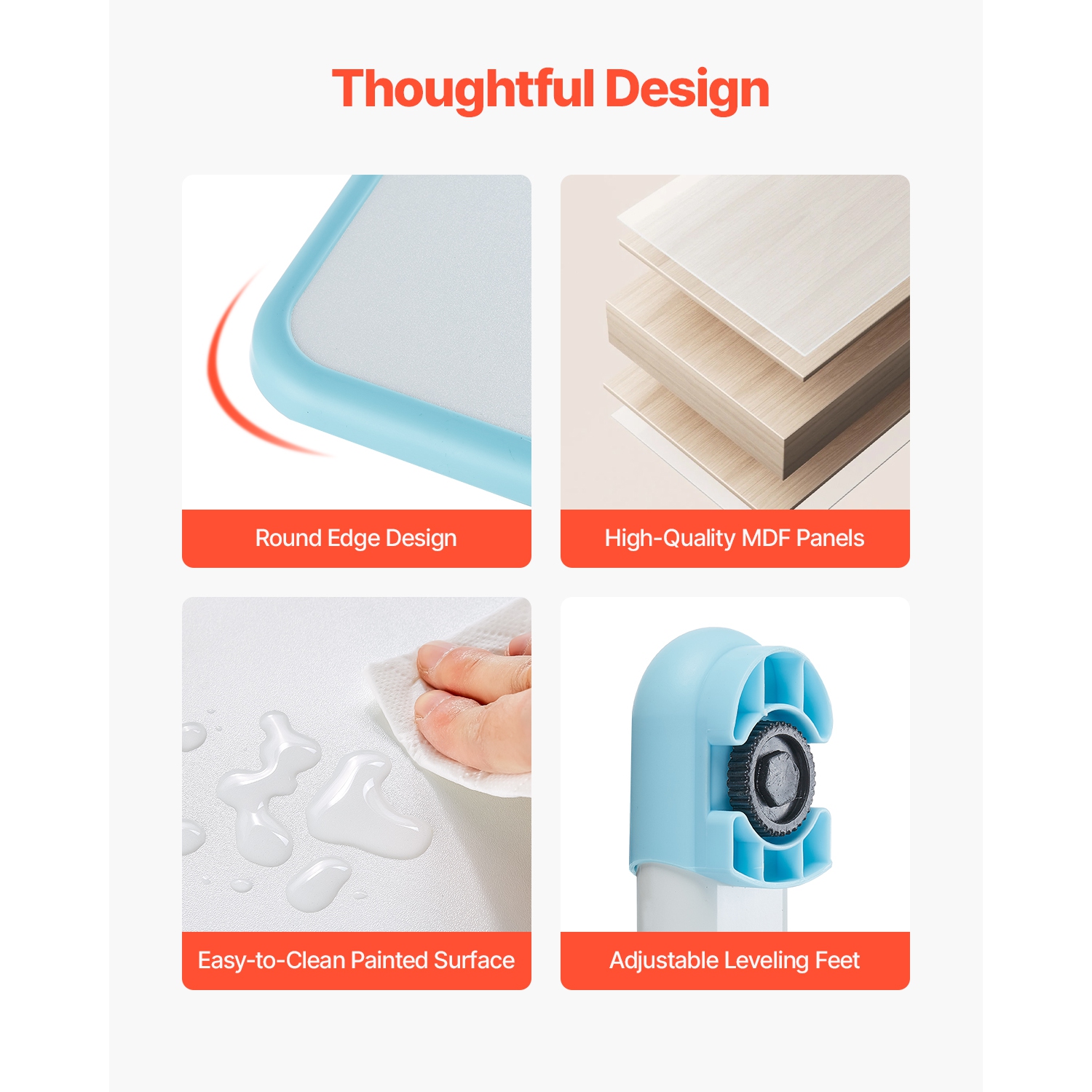 VEVOR 0-40° Tilted Kids Study Chair and Desk Set, Study Desk and Chair for Kids with Bookshelf & Storage Drawer, Adjustable Height, Study Table for