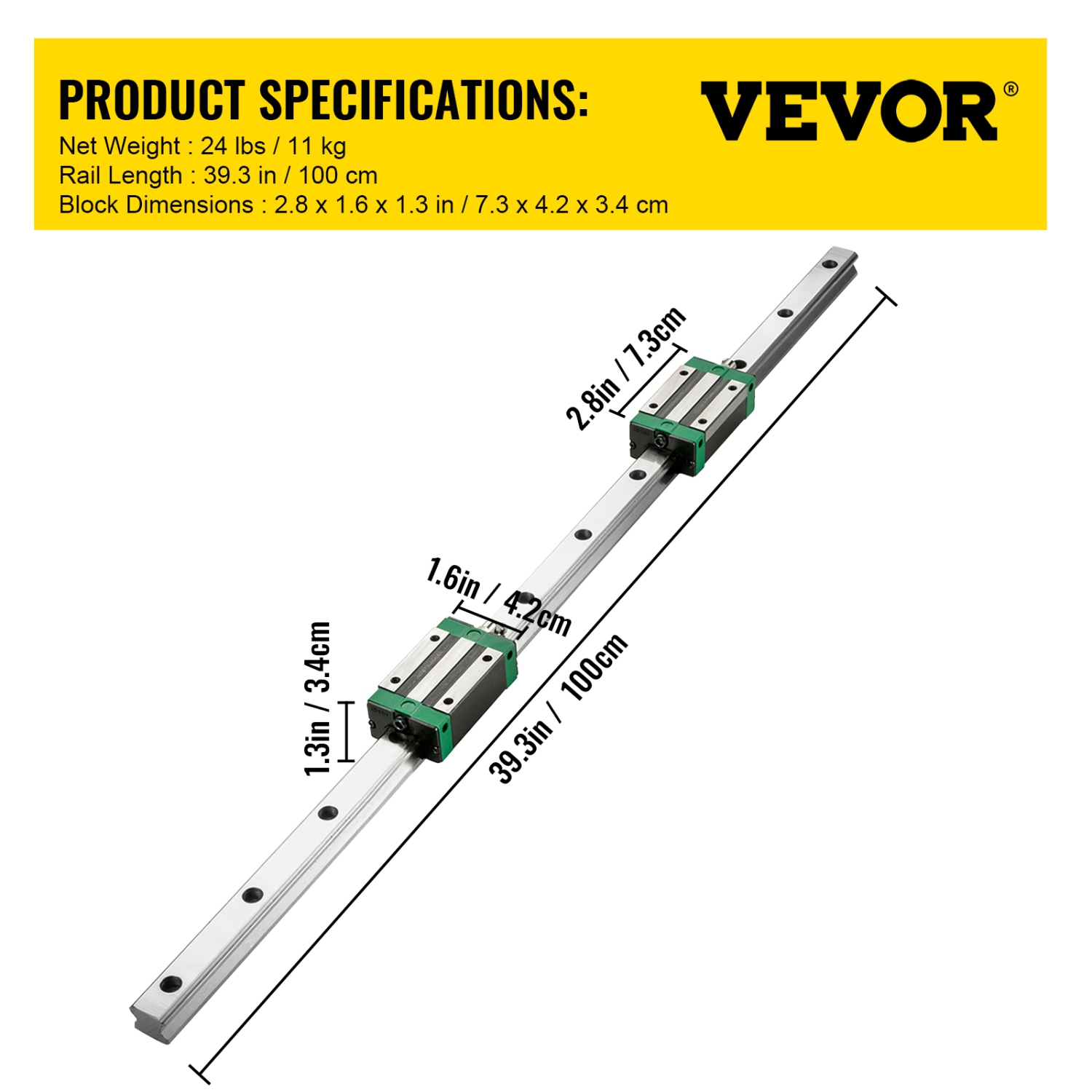 VEVOR 2PCS Linear Guide Rail, HGR20-1000mm Linear Slide Rail + 1Pcs RM1605-1000mm Ballscrew with BF12/BK12 Kit, Coupling, Slide Blocks Linear Guide