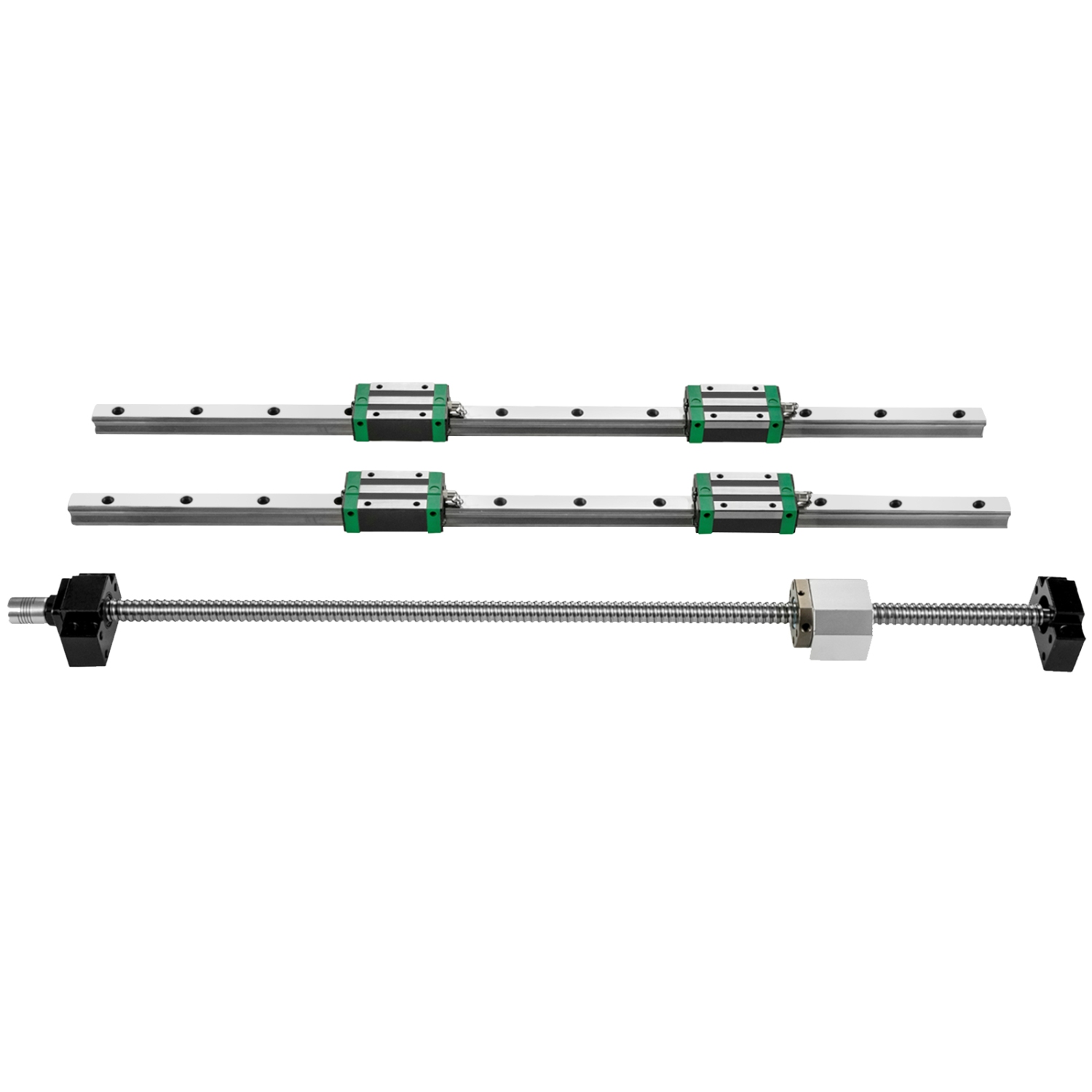 VEVOR 2PCS Linear Guide Rail, HGR20-1000mm Linear Slide Rail + 1Pcs RM1605-1000mm Ballscrew with BF12/BK12 Kit, Coupling, Slide Blocks Linear Guide
