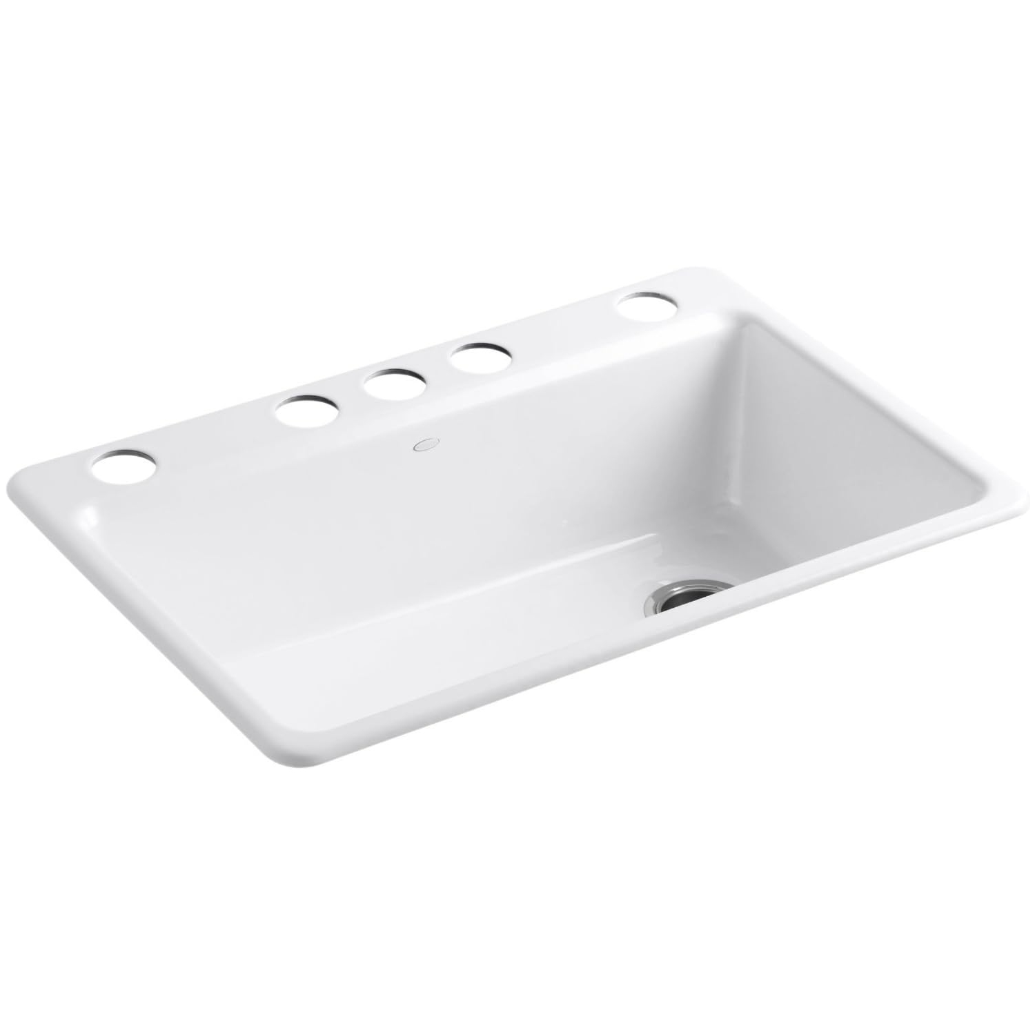 Kohler K-5871-5UA3-0 Riverby Single Bowl Undermount Kitchen Sink, White