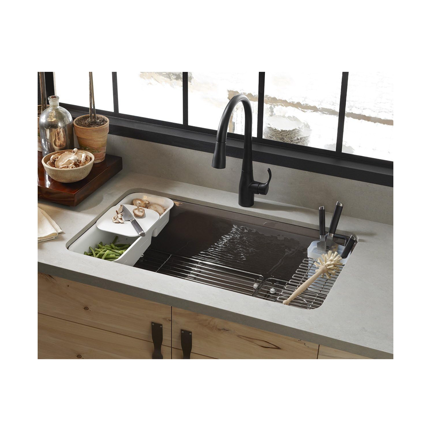 Kohler K-5871-5UA3-0 Riverby Single Bowl Undermount Kitchen Sink, White