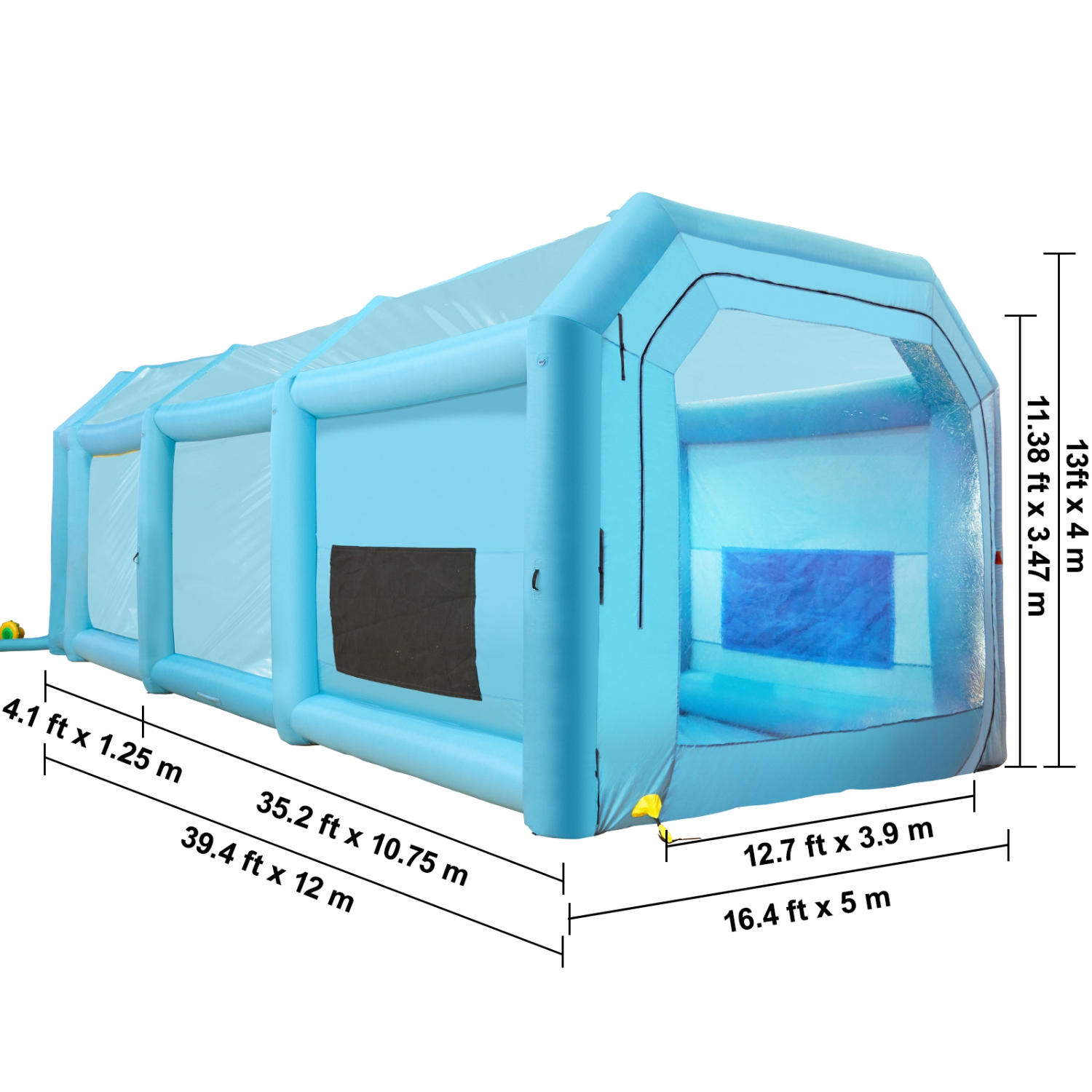VEVOR 39.4x16.4x13.1 ft Inflatable Spray Paint Booth,with 2 Powerful Blowers, Inflatable Spray Booth with Air Filter System, Car Paint Booth for Car