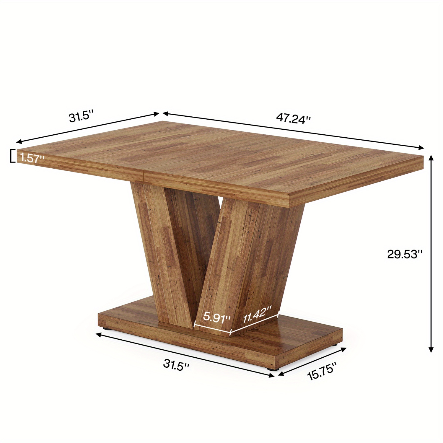 Lantine Christmas 47-Inch Dining Table for 4, Black Kitchen Dinner Table with Heavy Duty Pedestal, Farmhouse Wooden Eating Table for Home, Dining