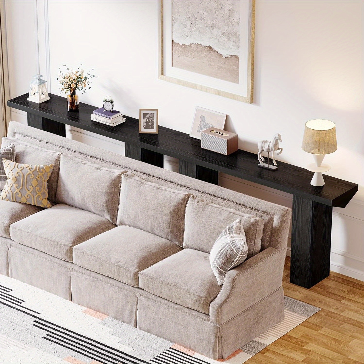 Lantine – Table console d'entrée longue de 62,99&nbsp;po, table en bois ferme derrière canapé pour entrée, couloir, salon