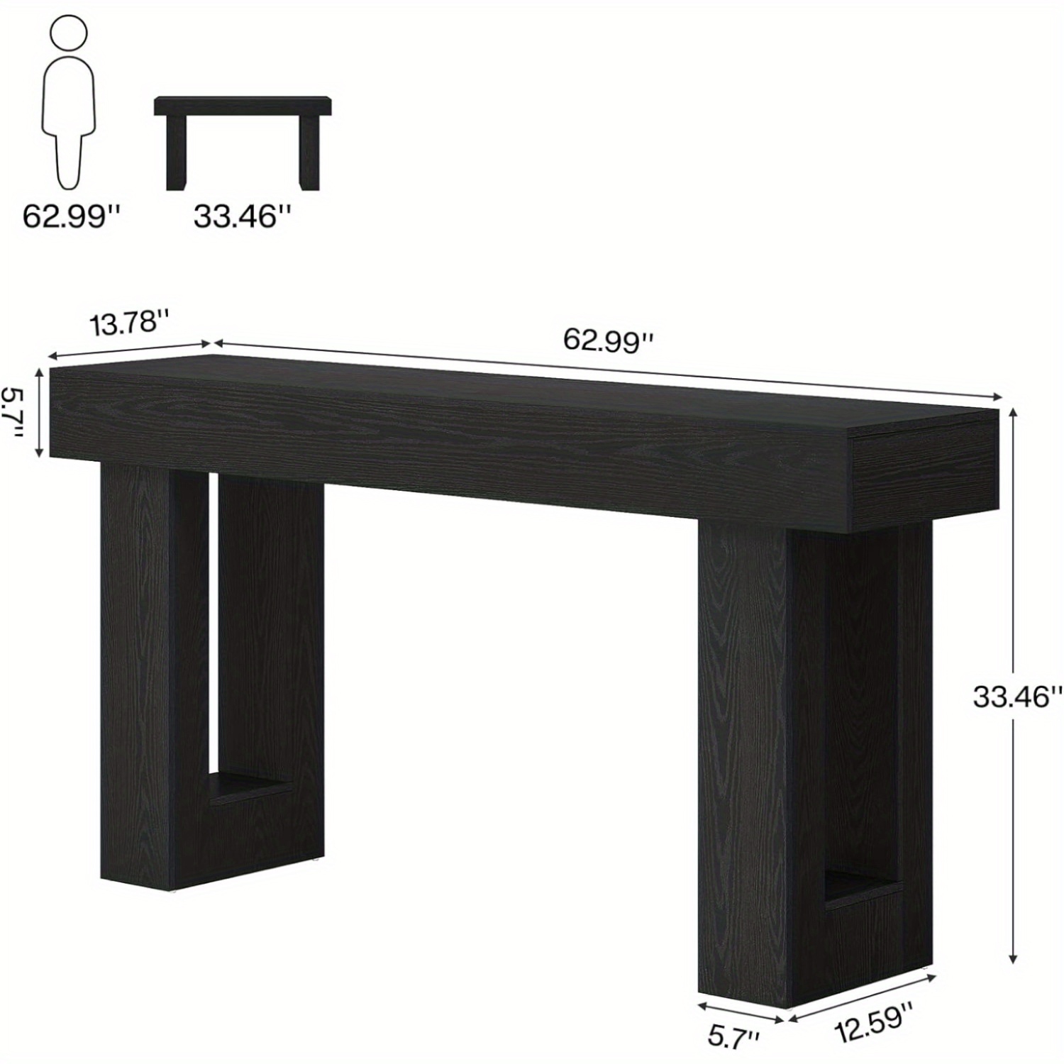 Lantine – Console longue de 63&nbsp;po, table de canapé en bois Farmhouse derrière le canapé, table d'entrée étroite pour entrée, corridor, salon