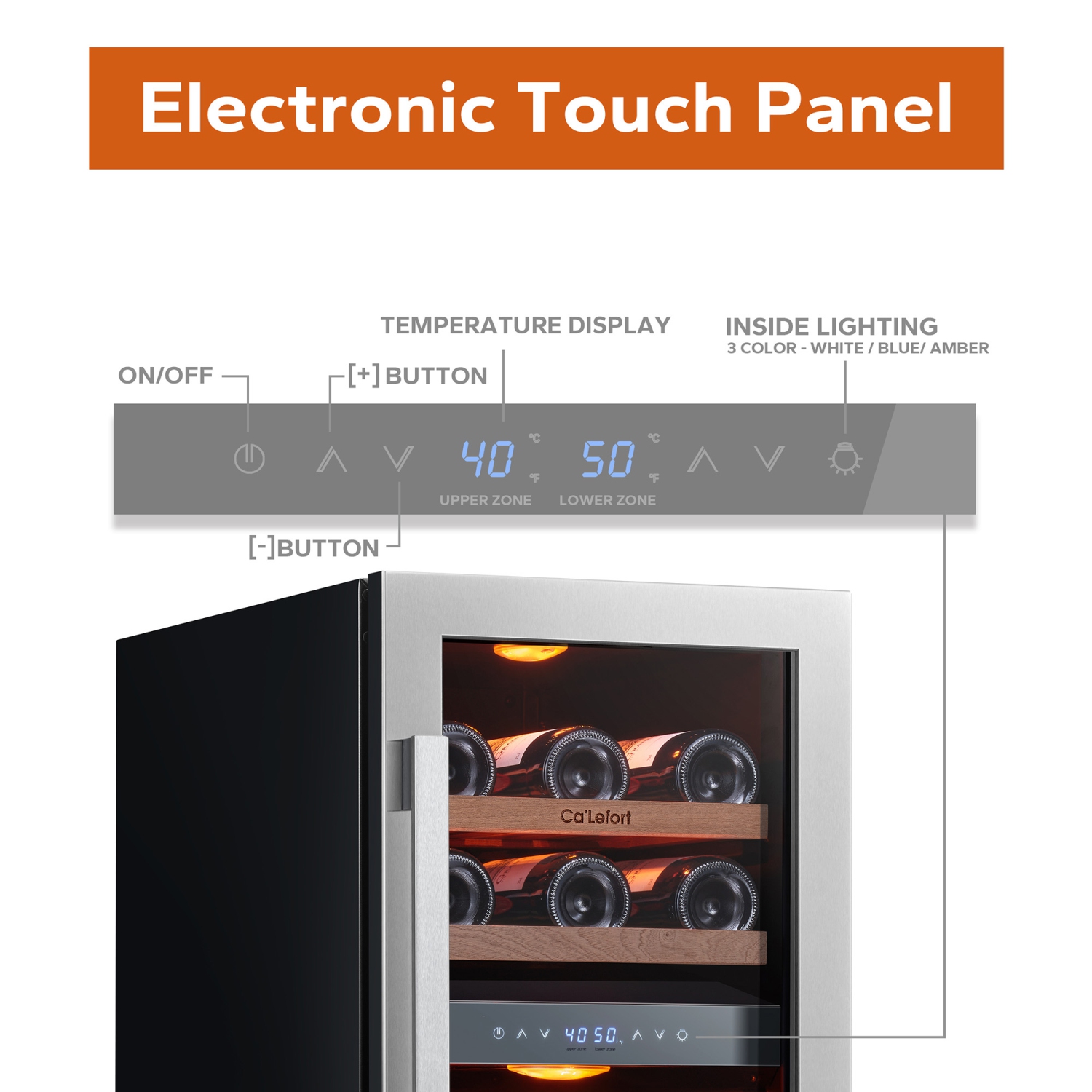 Refroidisseur à vin de 15&nbsp;po , 28 bouteilles 40-65&nbsp;°F, LED, encastrable/autonome pour la maison 3,2&nbsp;pi³
