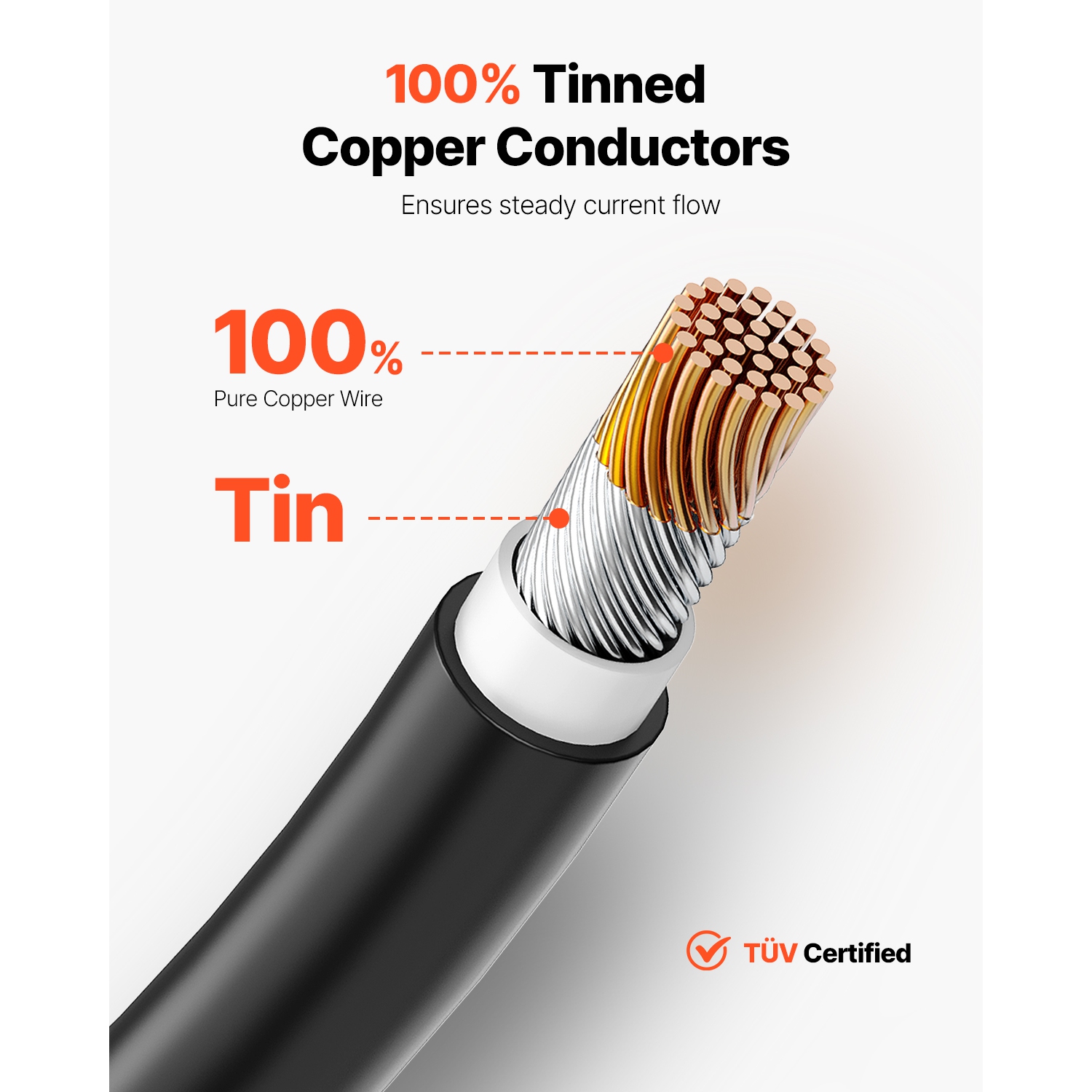 VEVOR 100FT Solar Panel Extension Cable, 10AWG Solar Extension Cable Wire, 6mm² IP67 Waterproof PV Cable for Home, Ship and RV Solar Panels, Black