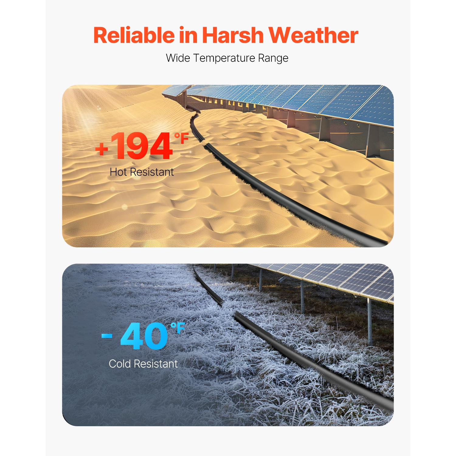 VEVOR 100FT Solar Panel Extension Cable, 10AWG Solar Extension Cable Wire, 6mm² IP67 Waterproof PV Cable for Home, Ship and RV Solar Panels, Black