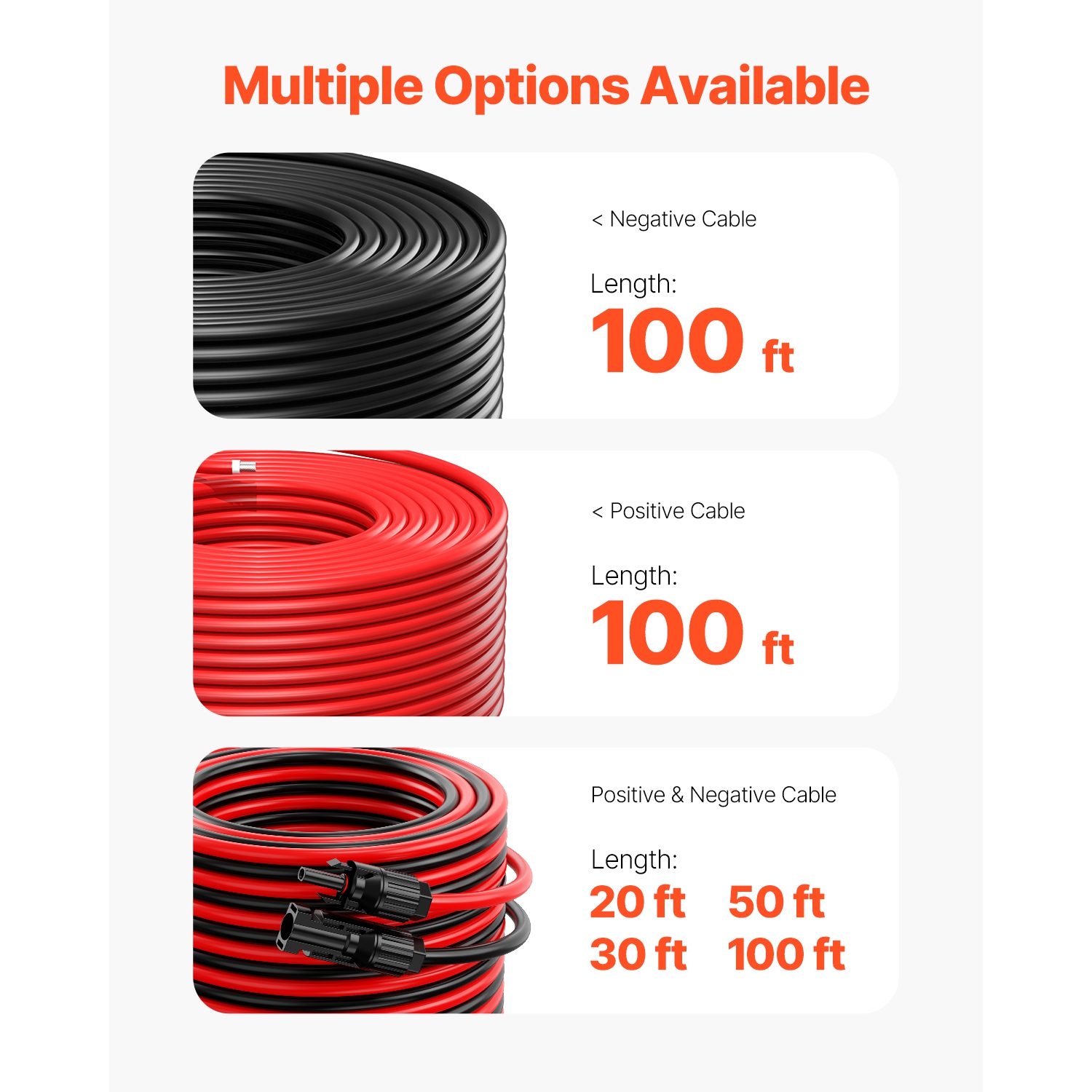 VEVOR 100FT Solar Panel Extension Cable, 10AWG Solar Extension Cable Wire, 6mm² IP67 Waterproof PV Cable for Home, Ship and RV Solar Panels, Black