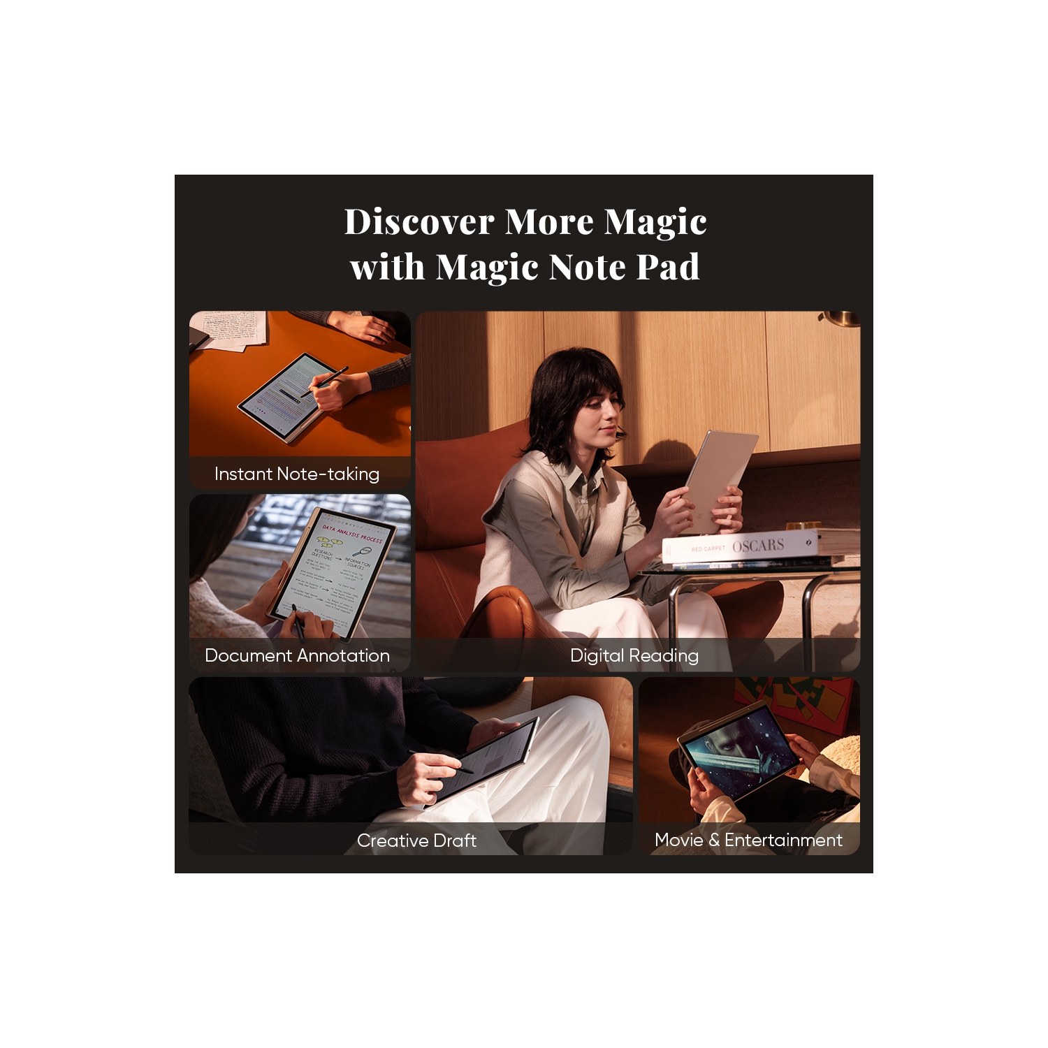 XPPen Magic Note Pad - 3 in 1 Color Digital Notebook 10.95'' Ebook Reader Paper Note Taking Tablet with 16384 Pressure Levels Pencil 2 Magnetic Folio