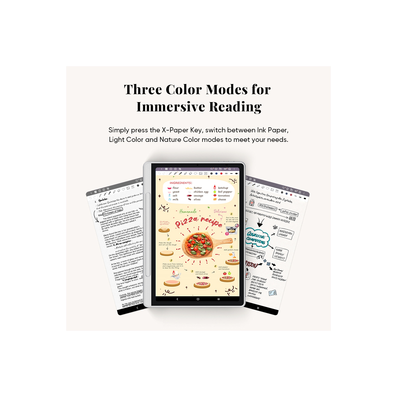 XPPen Magic Note Pad - 3 in 1 Color Digital Notebook 10.95'' Ebook Reader Paper Note Taking Tablet with 16384 Pressure Levels Pencil 2 Magnetic Folio