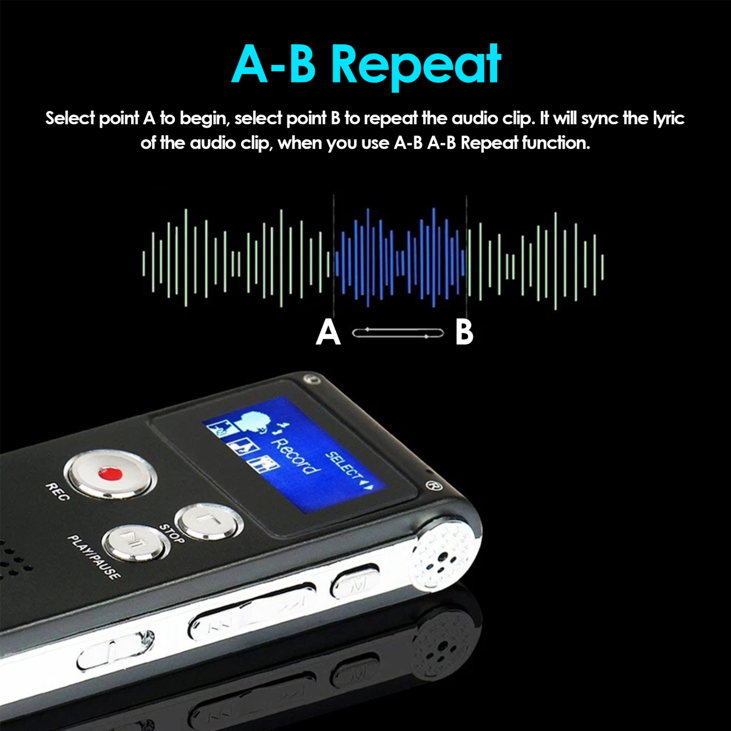 64GB Mini Digital Voice Recorder, Portable MP3 Player for Lectures, Meetings, Interviews