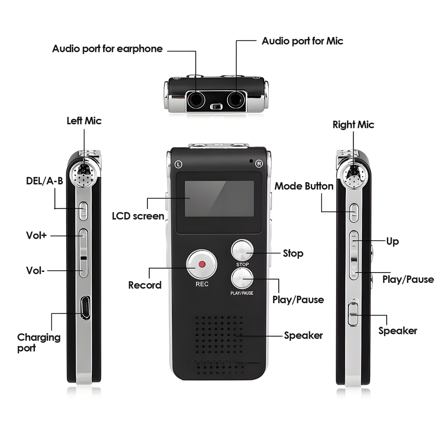 64GB Mini Digital Voice Recorder, Portable MP3 Player for Lectures, Meetings, Interviews